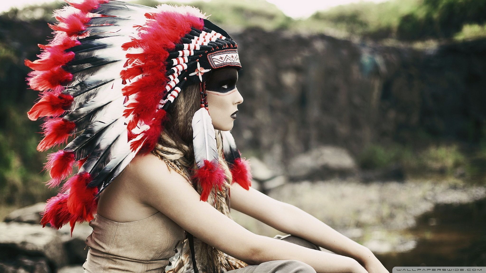 2048x1152 Native American Girl Ultra HD Wallpaper