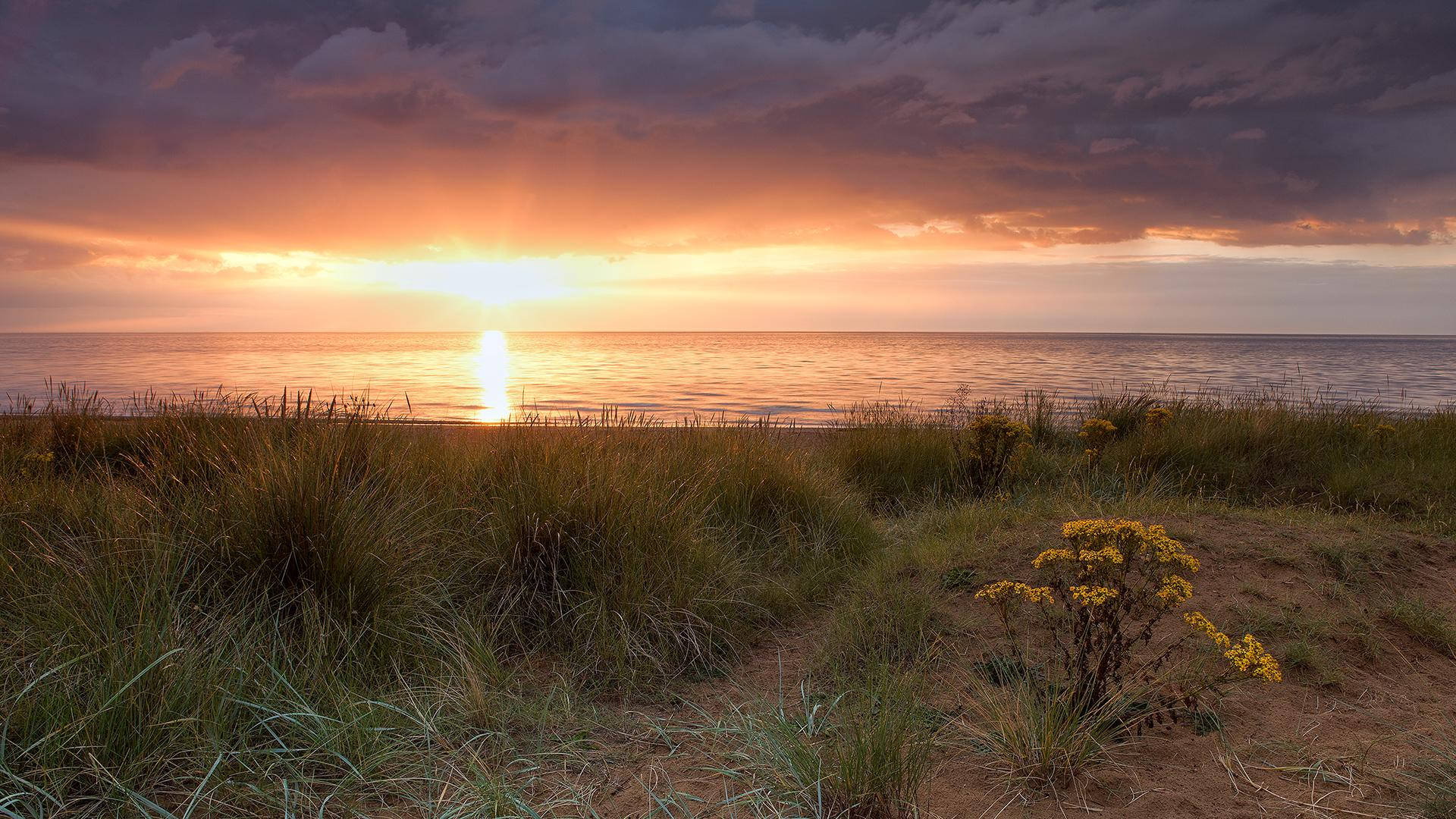 1920x1080 Download Lovely Beach Sunset In Norfolk