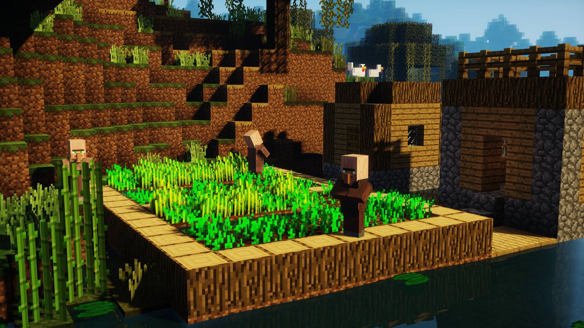 1920x1080 4k Minecraft Farm Wallpaper