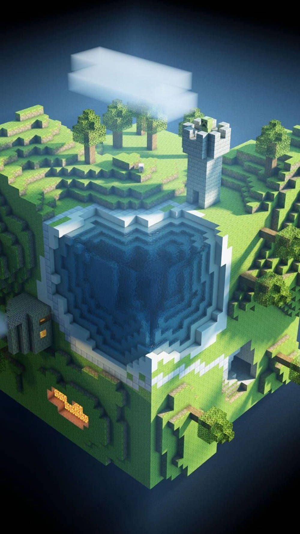 1000x1778 Minecraft Phone Top View Green Park