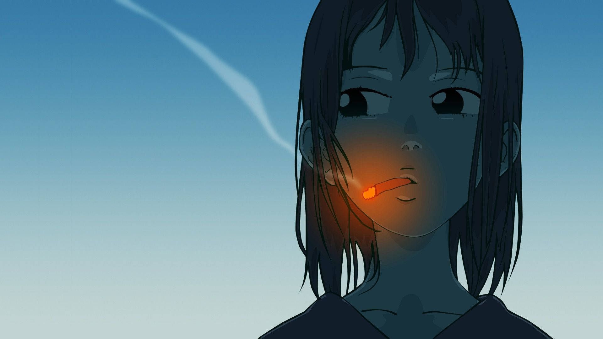 1920x1080 Sad Anime Smoking Aesthetic Wallpaper