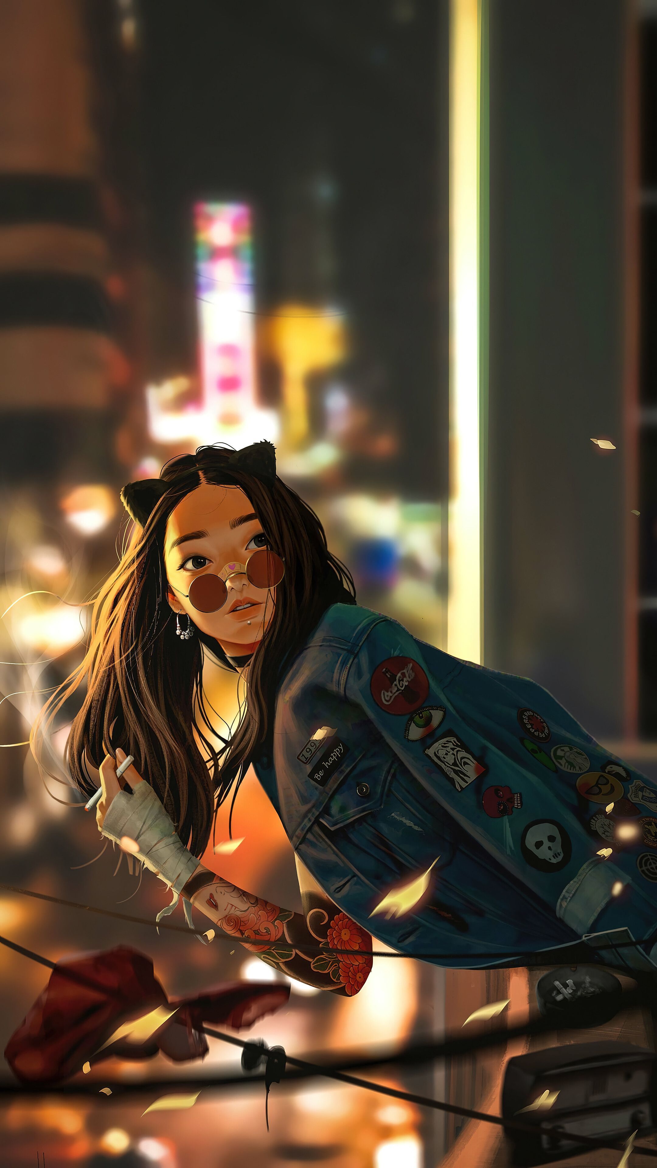 2160x3840 Anime Girl Smoking Digital Art 4K