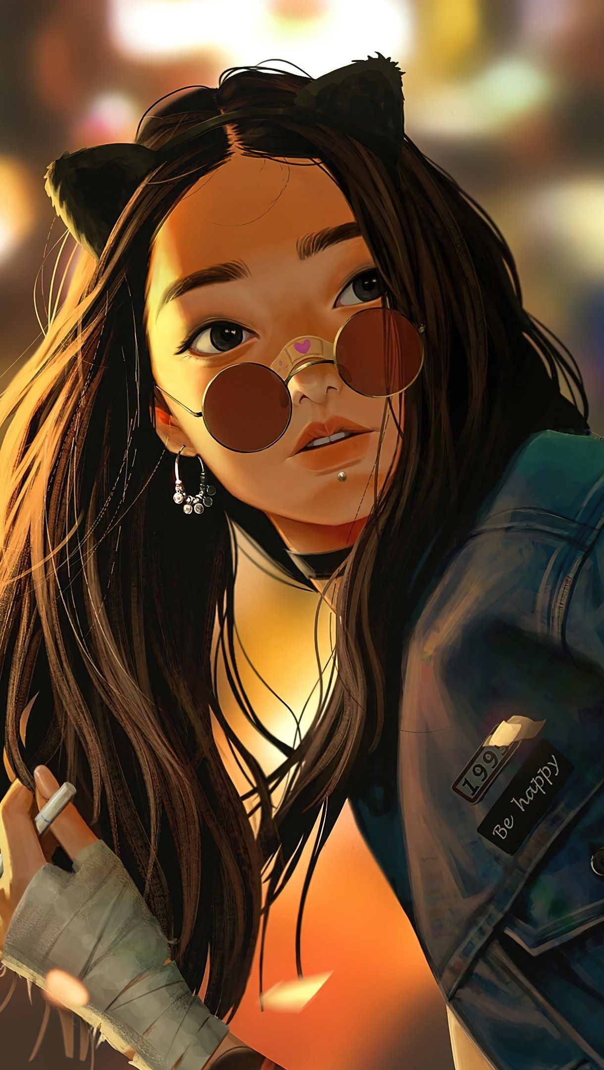 1220x2160 Anime girl smoking Wallpaper 4k HD