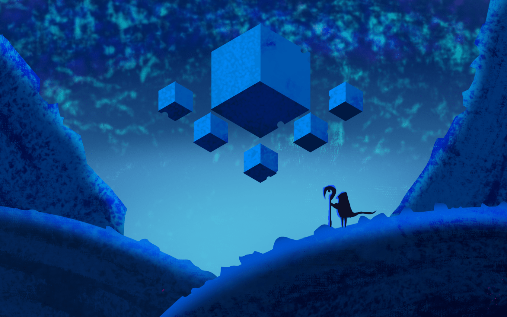 1680x1050 Download 1680x1050 Magician, Floating Cubes, Vector World