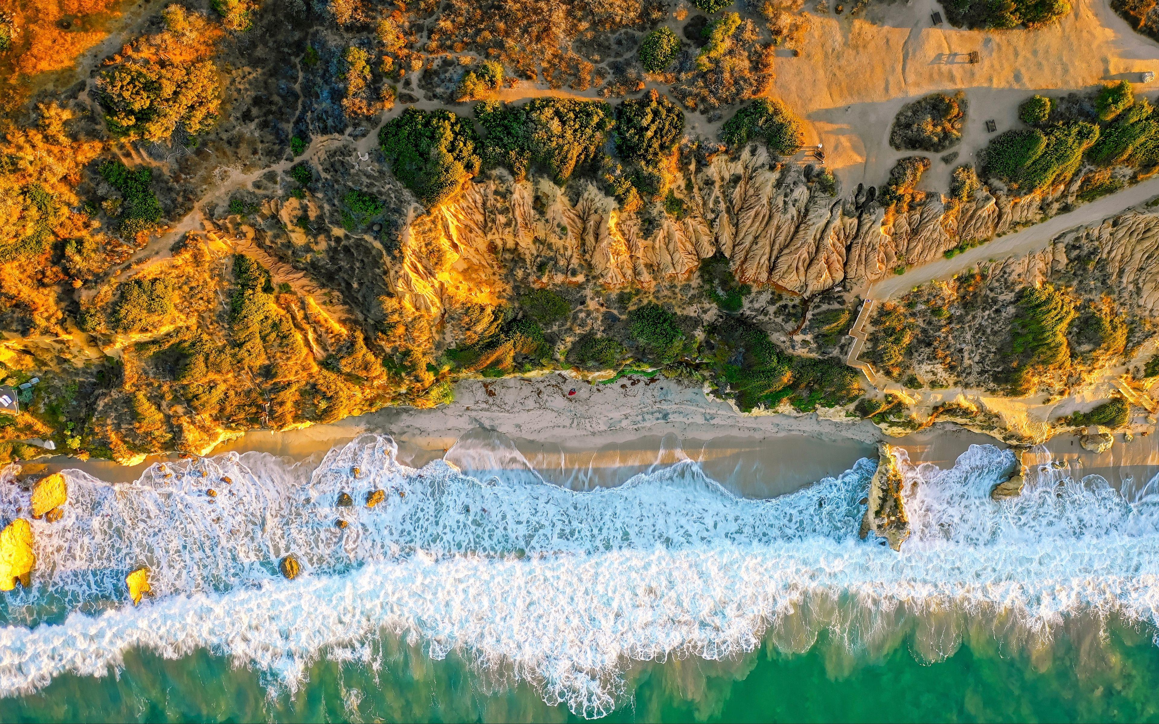 3840x2400 Wallpaper Coast, Ocean, Aerial View, Malibu, Usa