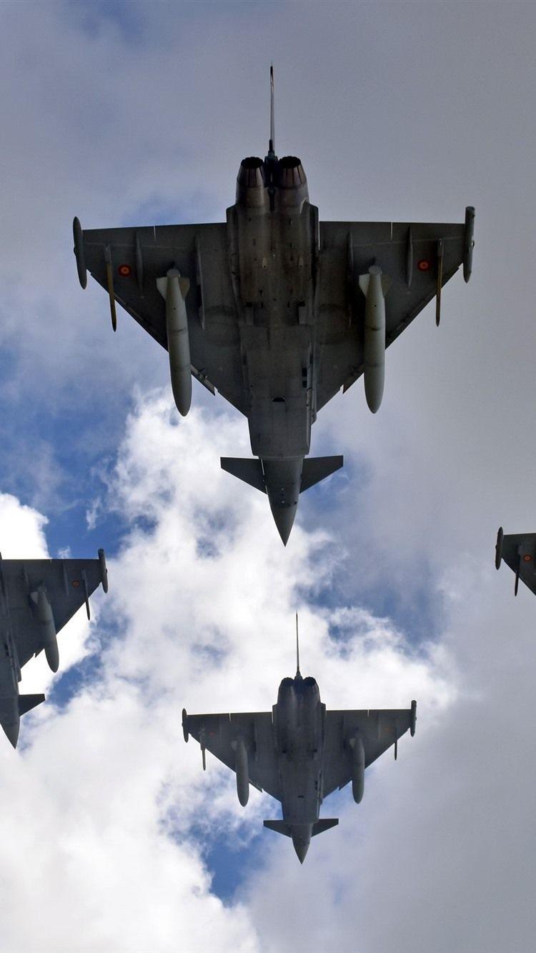 750x1334 Wallpaper Eurofighter Typhoon, fighter, clouds, sky
