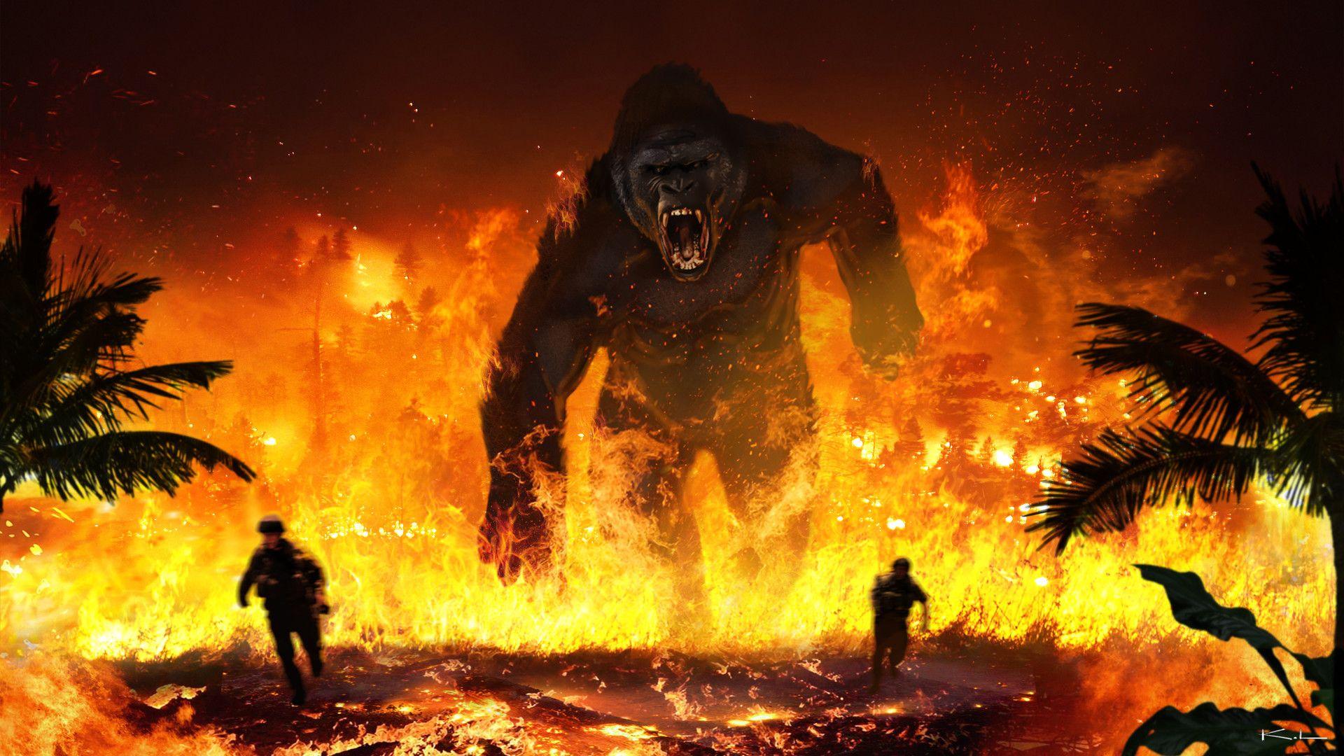 1920x1080 Wallpaper of Fire, King Kong, Kong Skull Island background
