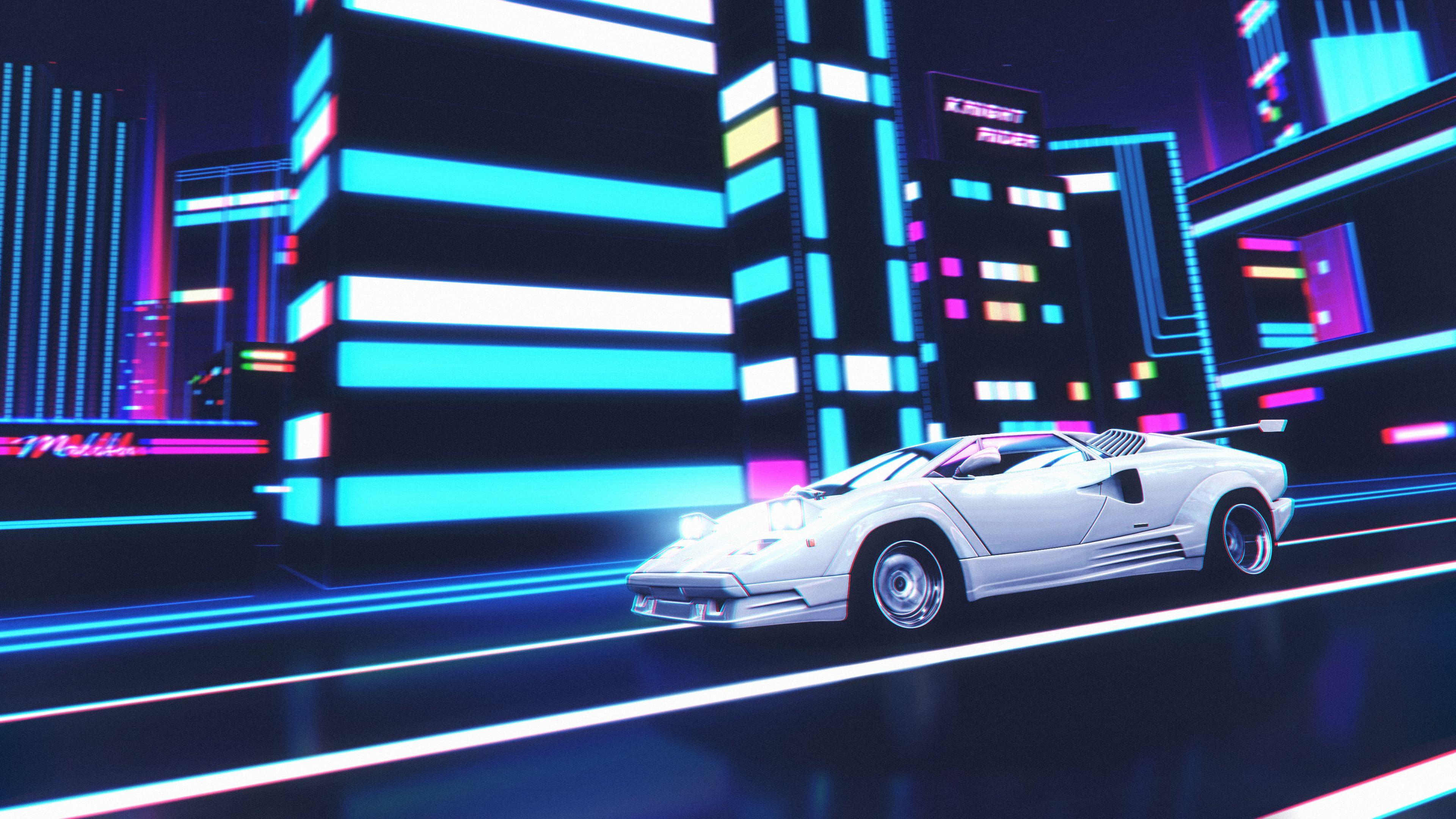 3840x2160 Wallpaper 4k Lamborghini Countach Retro Art 4k Wallpaper