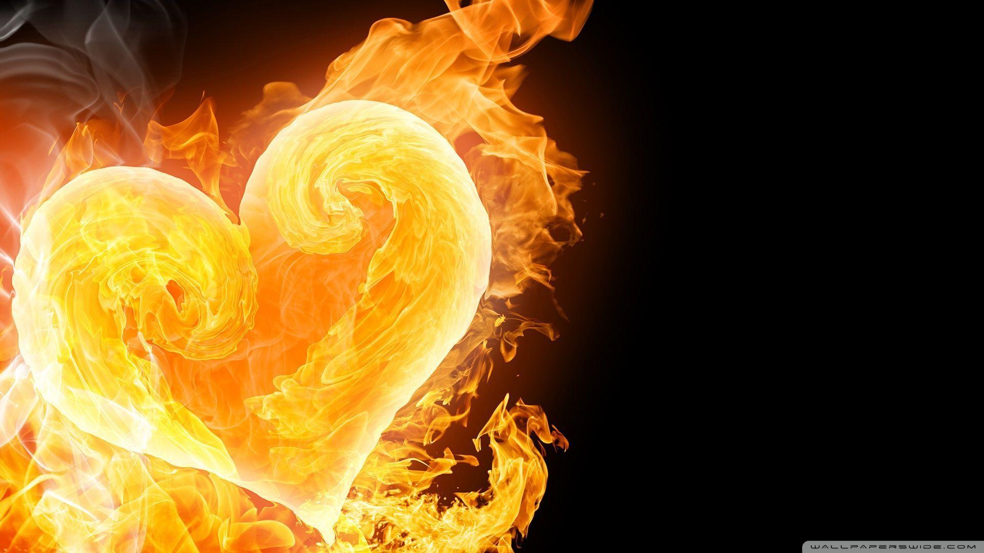 1920x1080 Flaming Heart Wallpaper