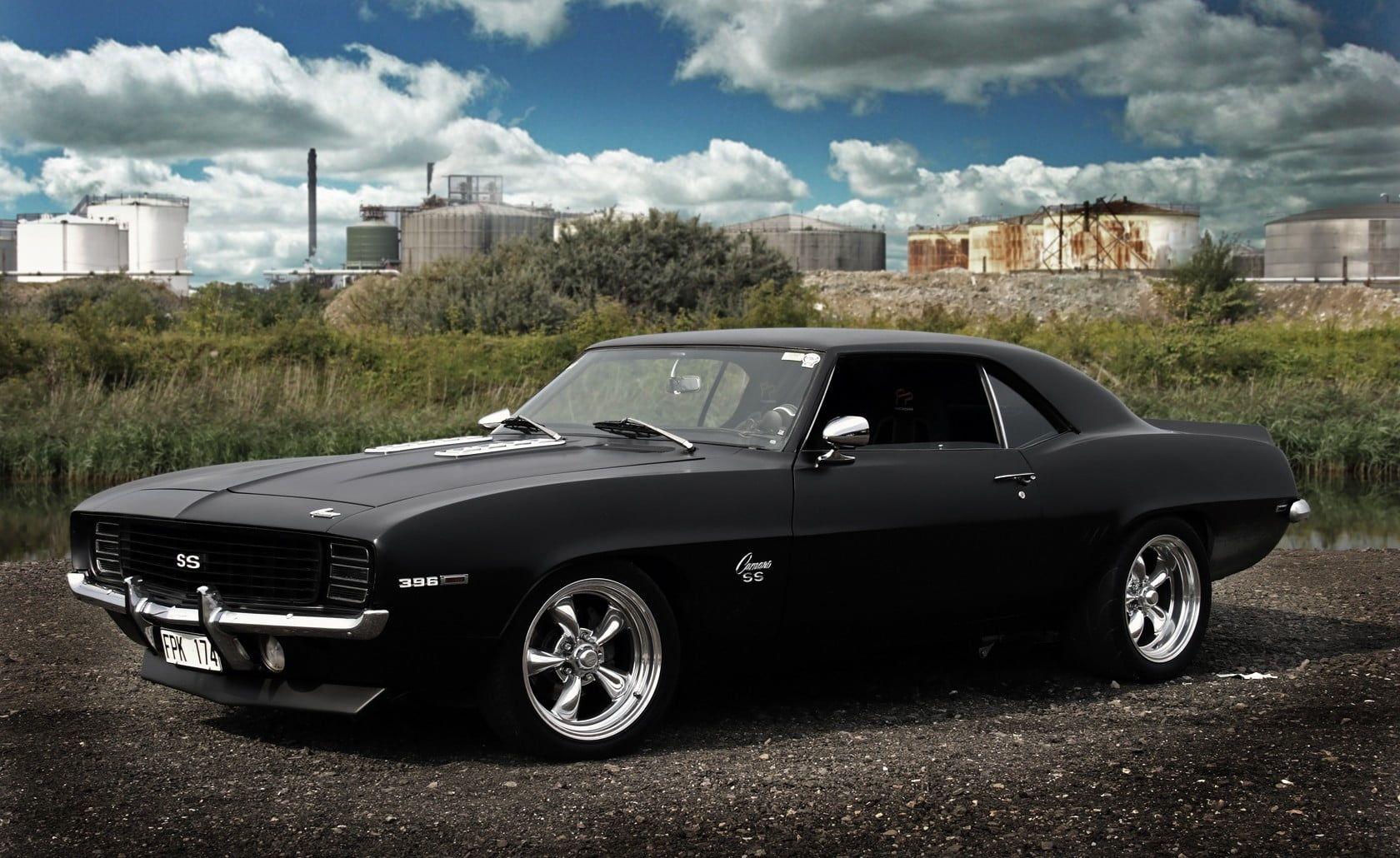 1680x1030 Matte black Chevrolet Camaro SS HD wallpaper