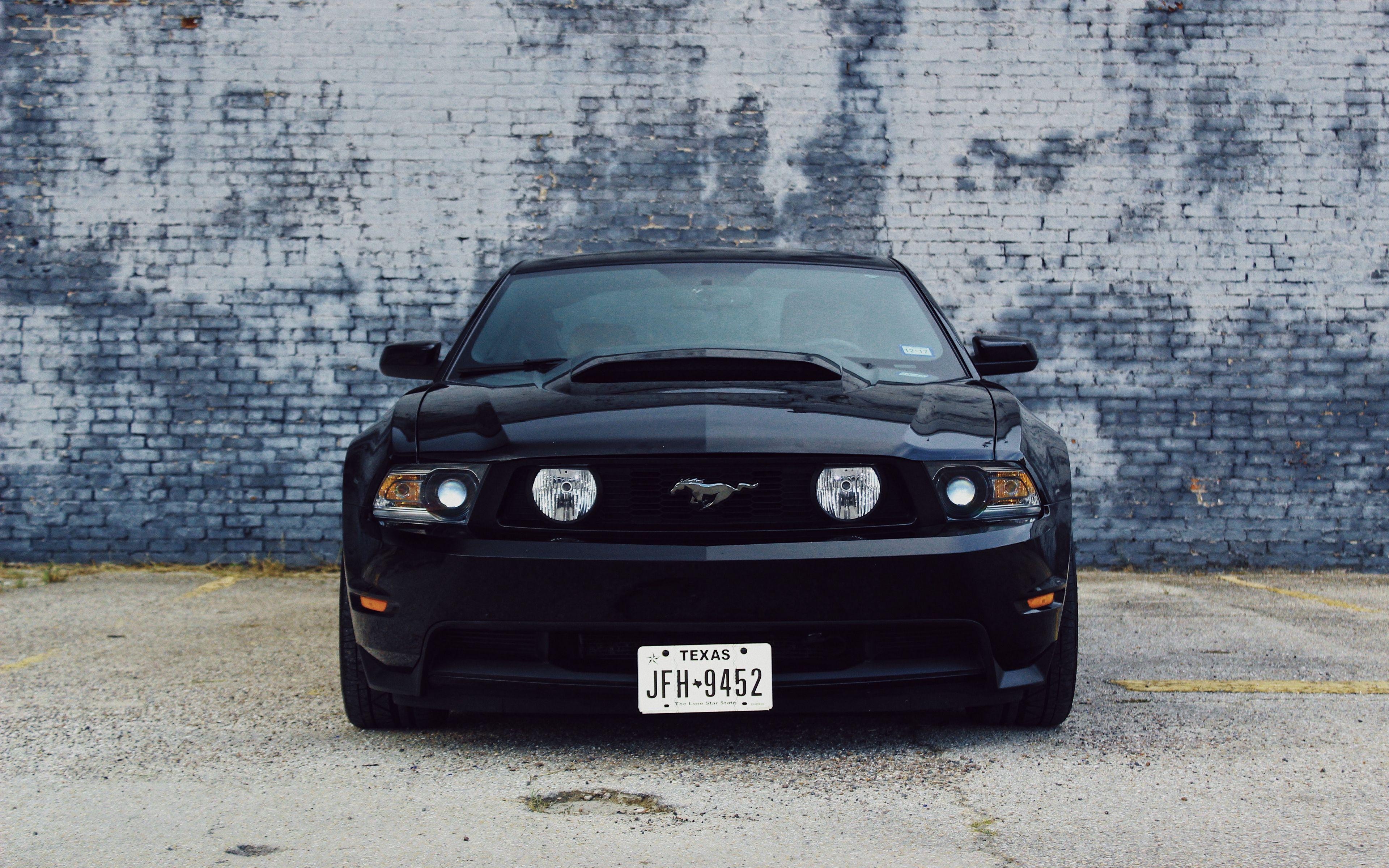 3840x2400 Download wallpaper 3840x2400 ford mustang, car, black, front
