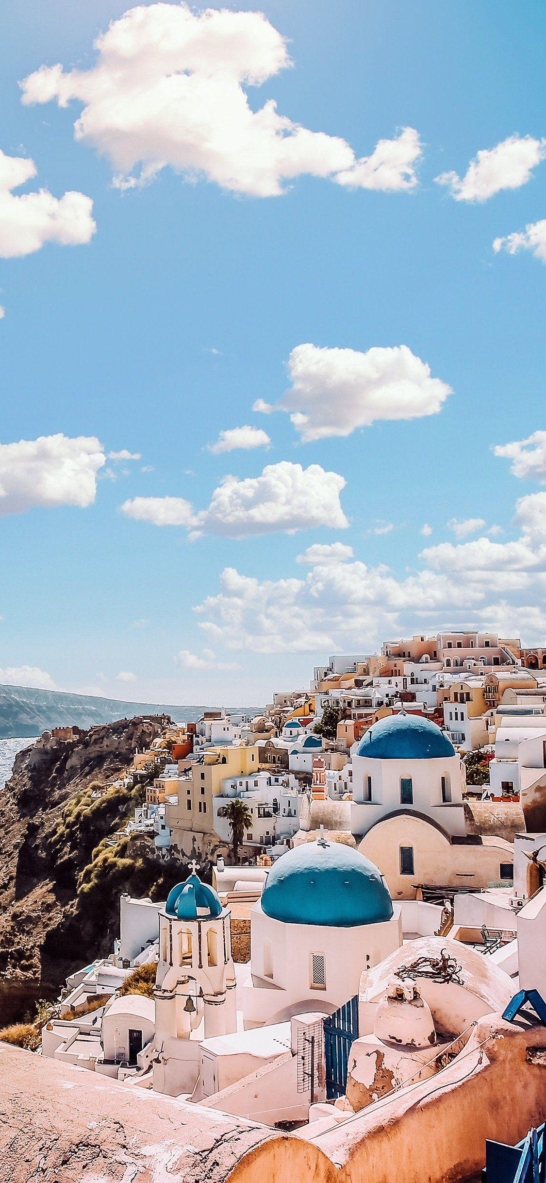 1125x2436 Sky Sunny Summer Greece City Nature Wallpaper