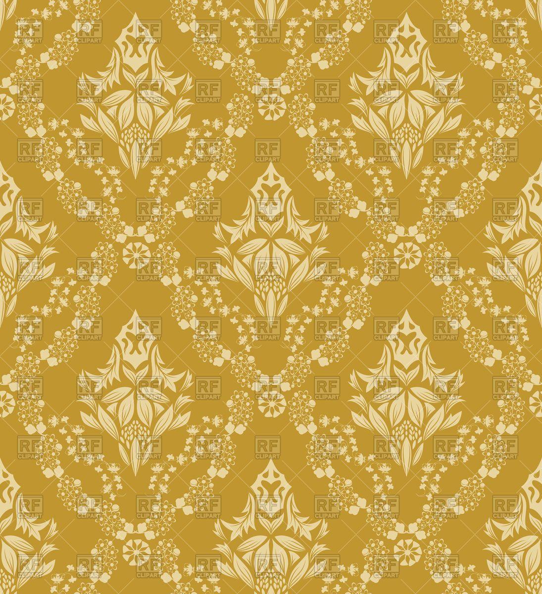 1095x1200 Damask seamless golden wallpaper Stock Vector Image