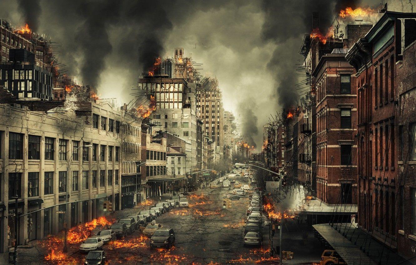 1332x850 Wallpaper the city, flame, street, Armageddon image