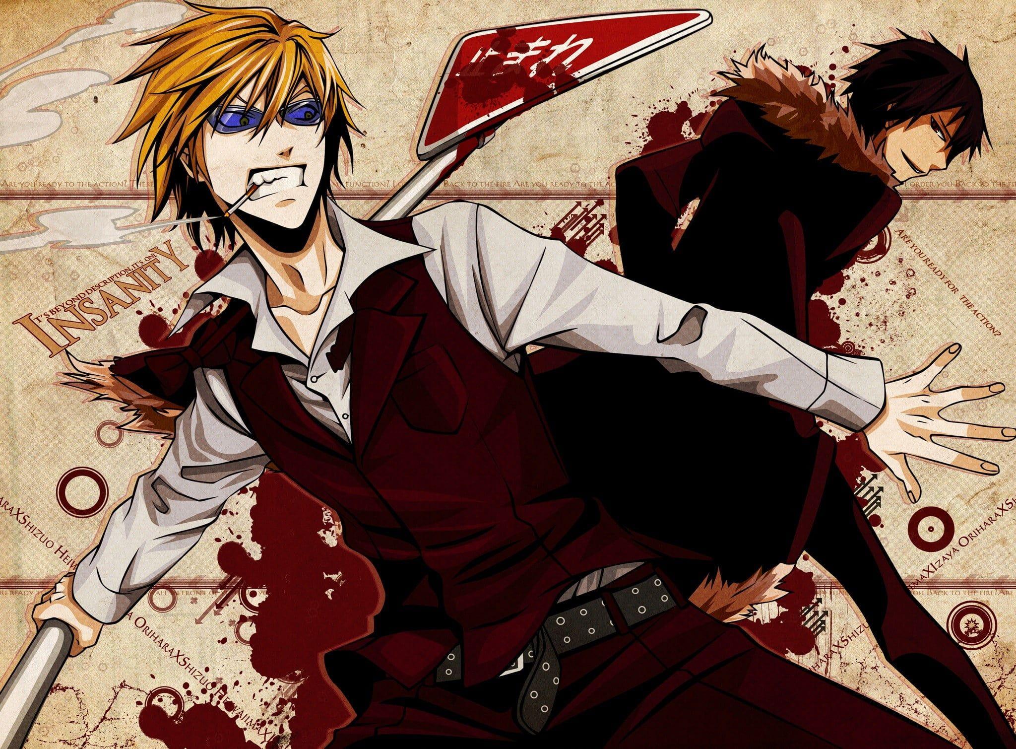 2048x1509 Insanity anime wallpaper, anime boys, cigarettes, blood