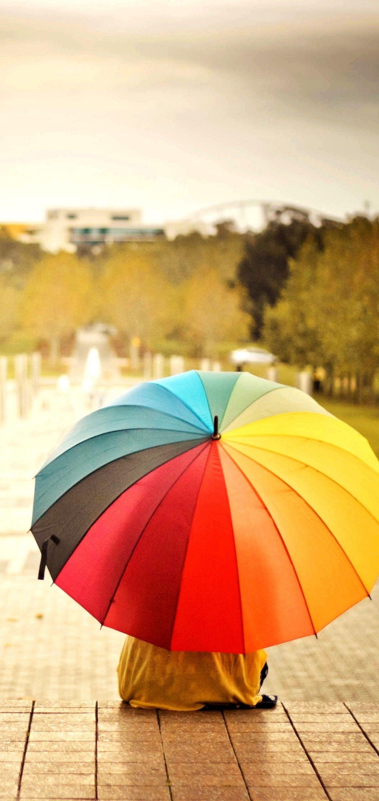 1440x3040 Umbrellas Colorful Kids Rainbow Wallpaper - [1440x3040]