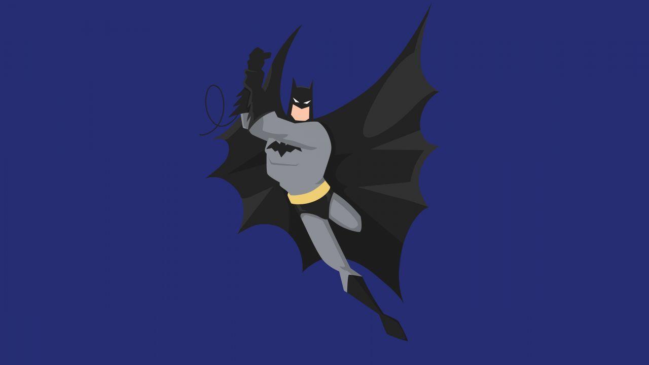 1280x720 Wallpaper Batman, Minimal, Blue background, HD, 4K, Creative