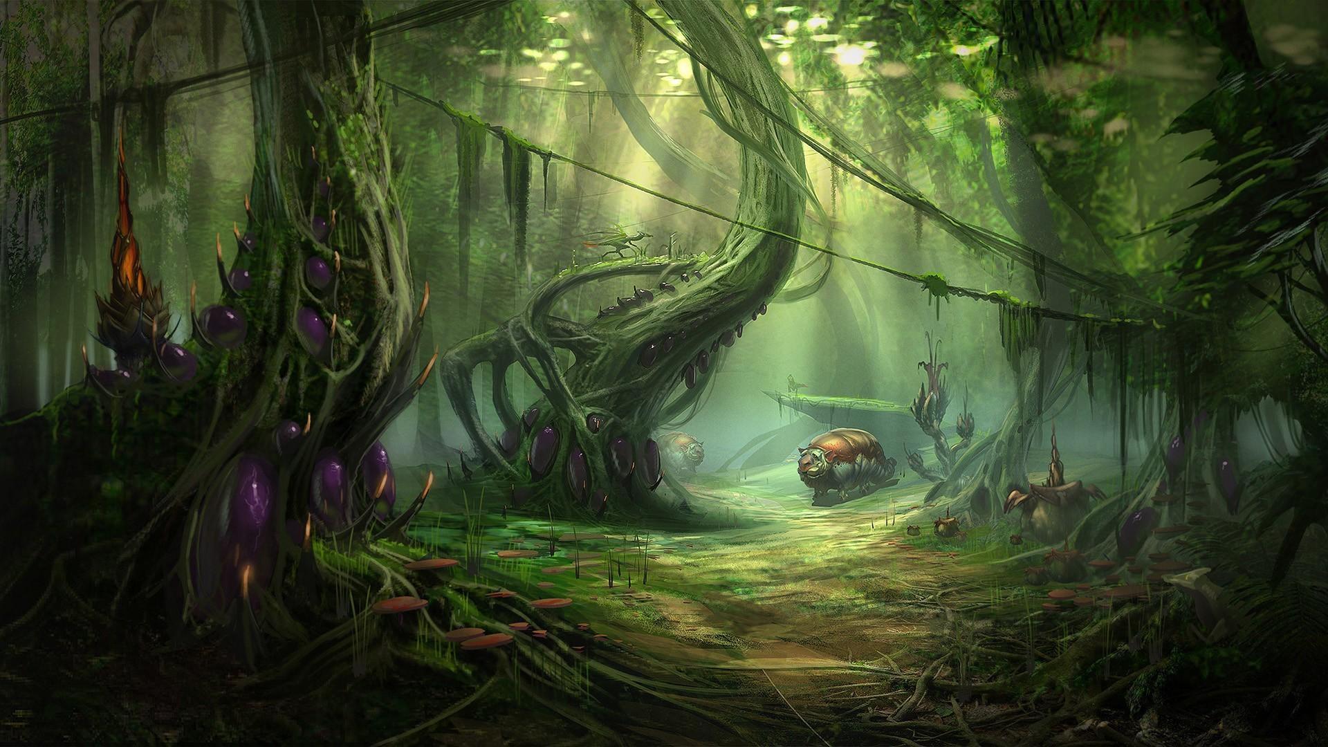 1920x1080 Nature jungle forests planets fantasy art alien landscapes wallpaper