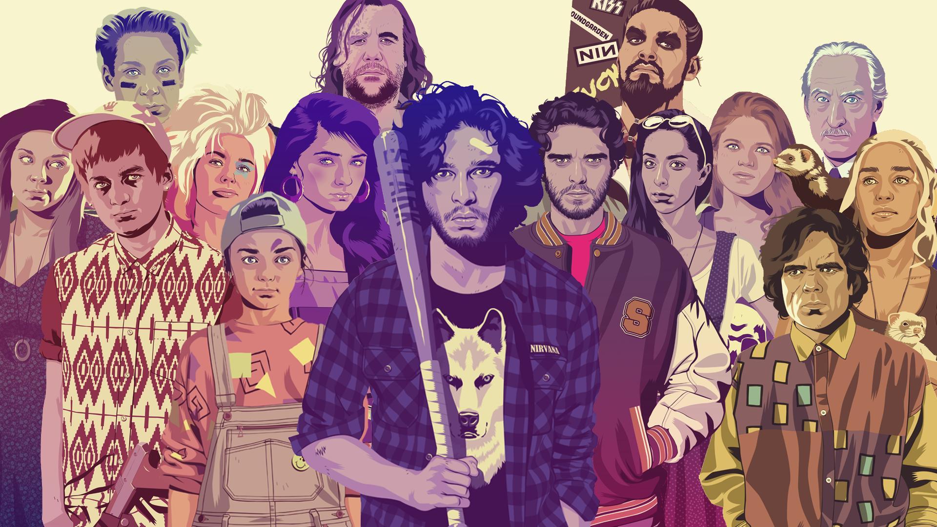 1920x1080 90s Style Game Of Thrones Characters Desktop Wallpaper