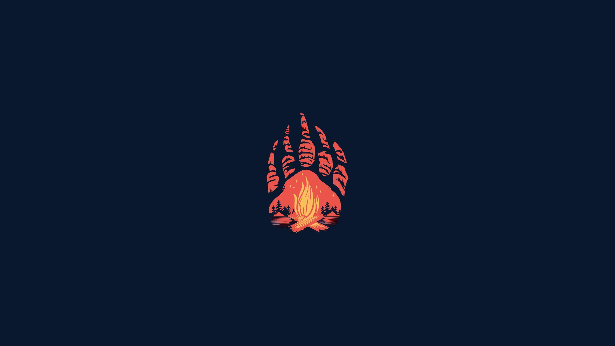 2560x1440 Download 2560x1440 wallpaper paws, campfire, minimal, abstract