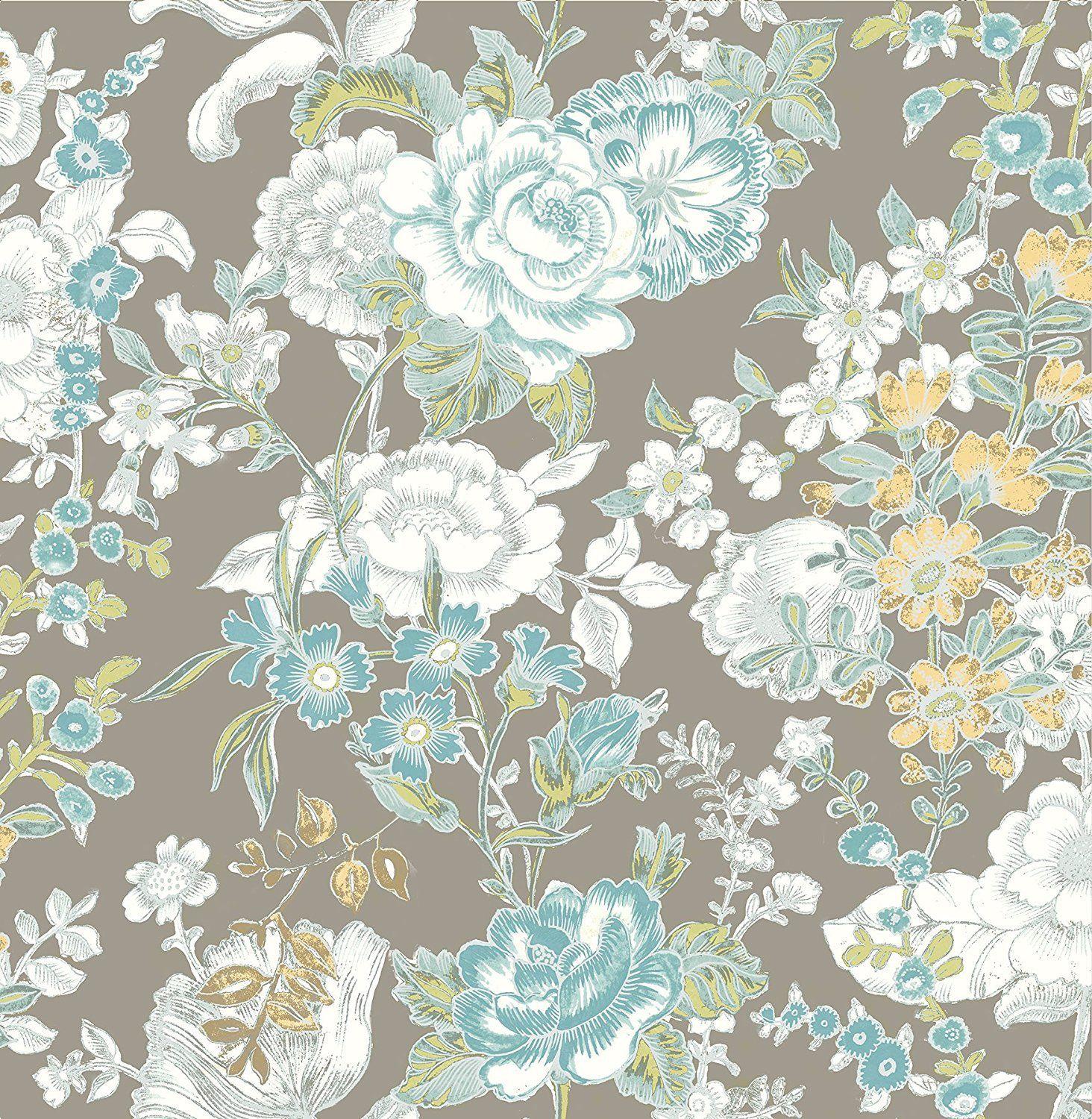 1464x1500 001849 Grey Ainsley Boho Floral Kismet Street Prints Wallpaper
