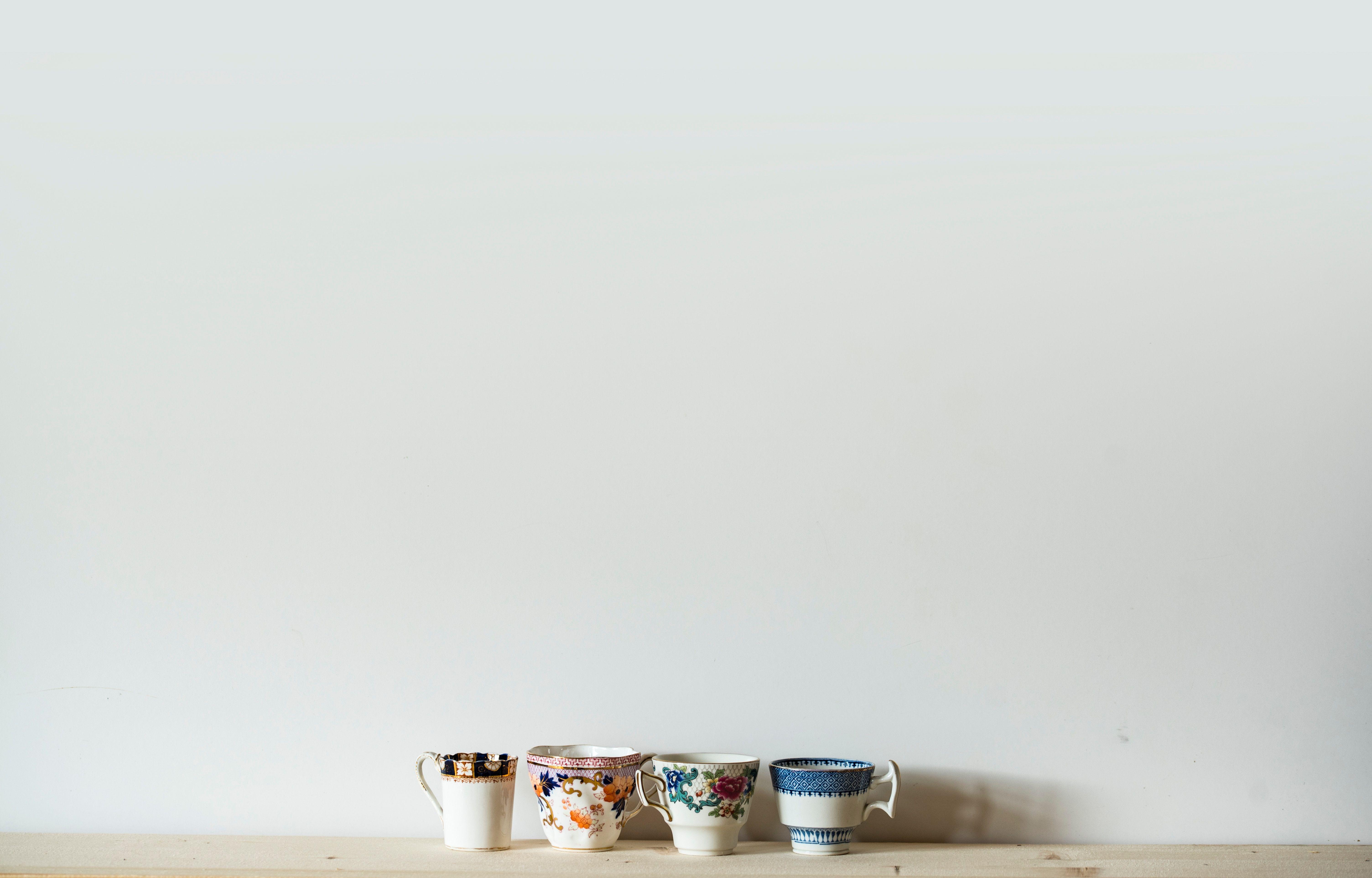 6016x3848 6016x3848 #cups on a shelf, #white, #tea cup, #four