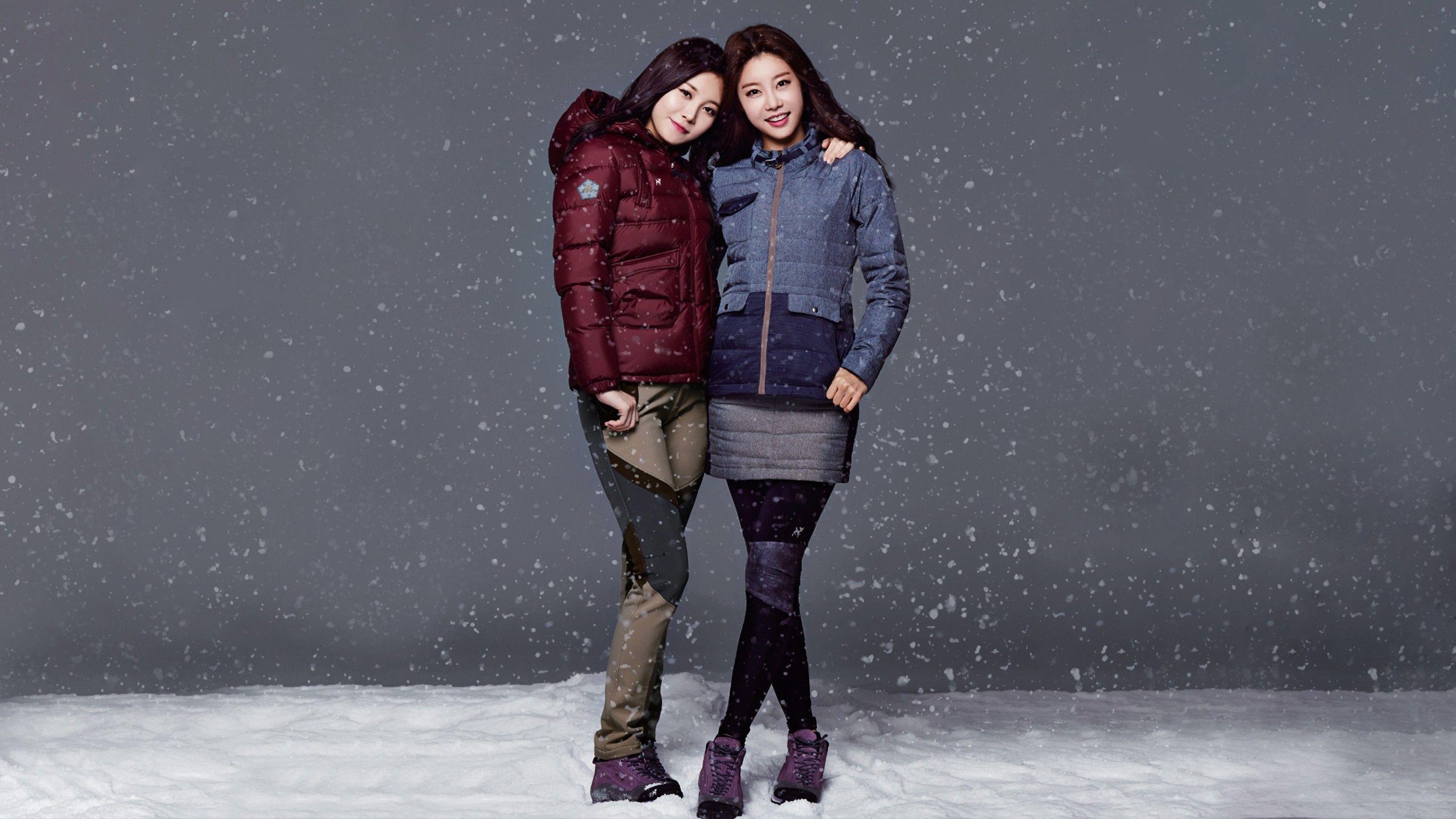 2938x1653 women, Asian, Winter, Snow, Korean Wallpaper HD / Desktop and Mobile Background