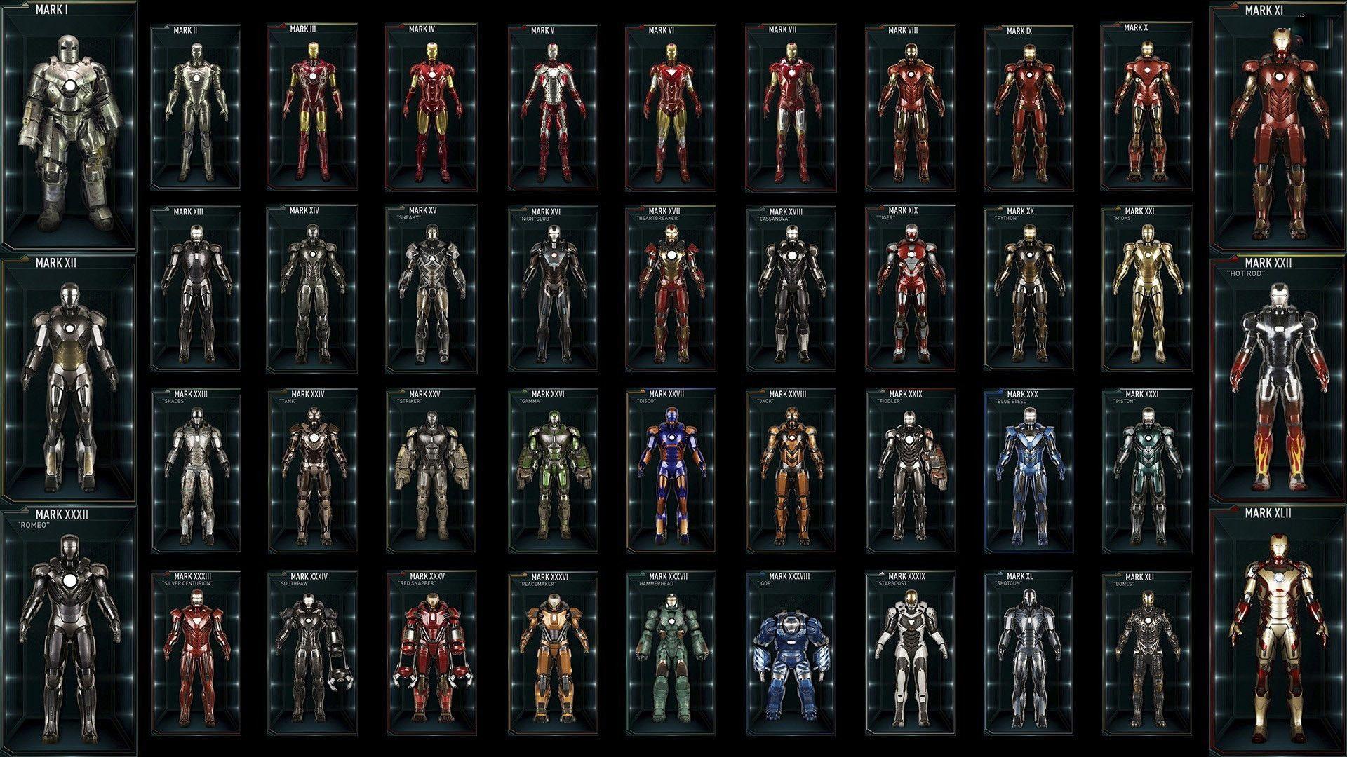 1920x1080 Iron Man Suits Wallpaper background picture