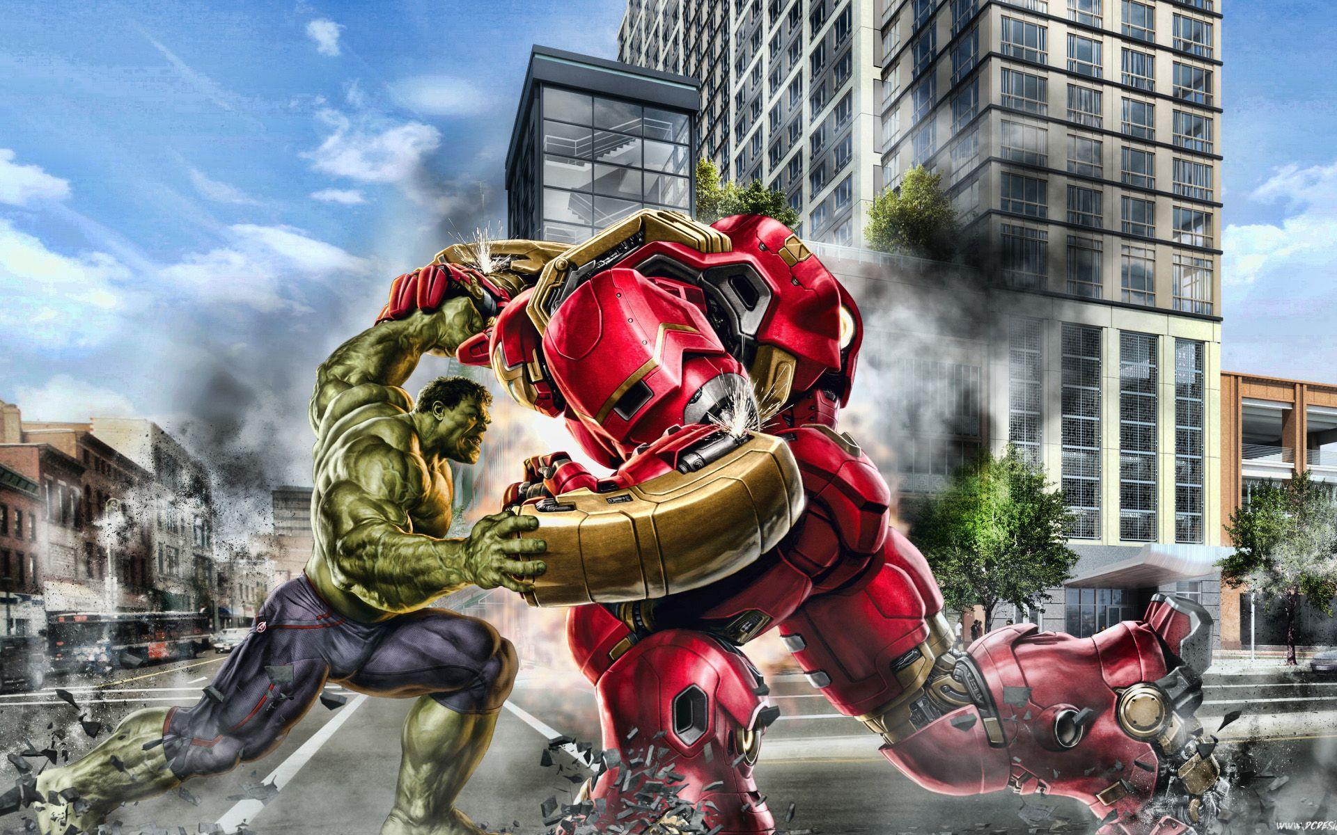 1920x1200 Hulkbuster Vs Hulk, Battle, Superheroes, 3D Art, Hulkbuster