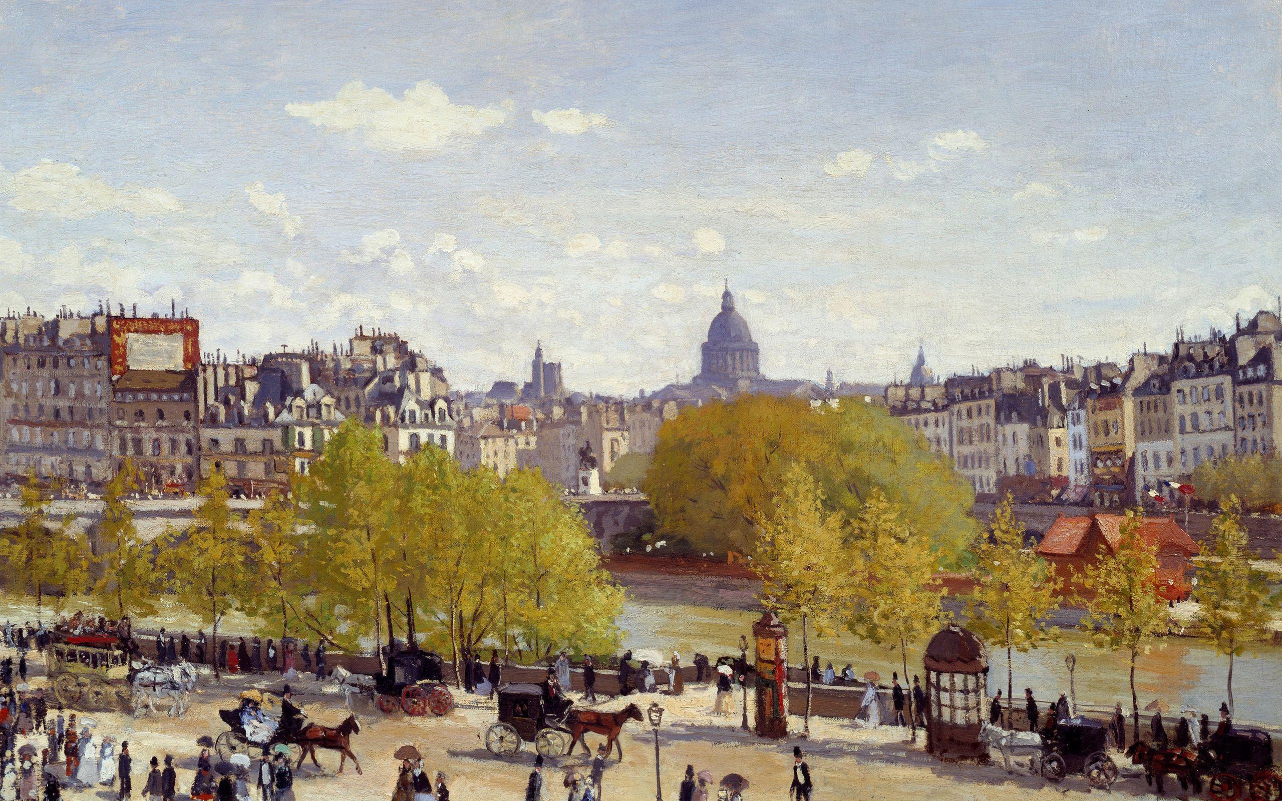 2560x1600 oil painting, art, claude monet, claude monet, quai du
