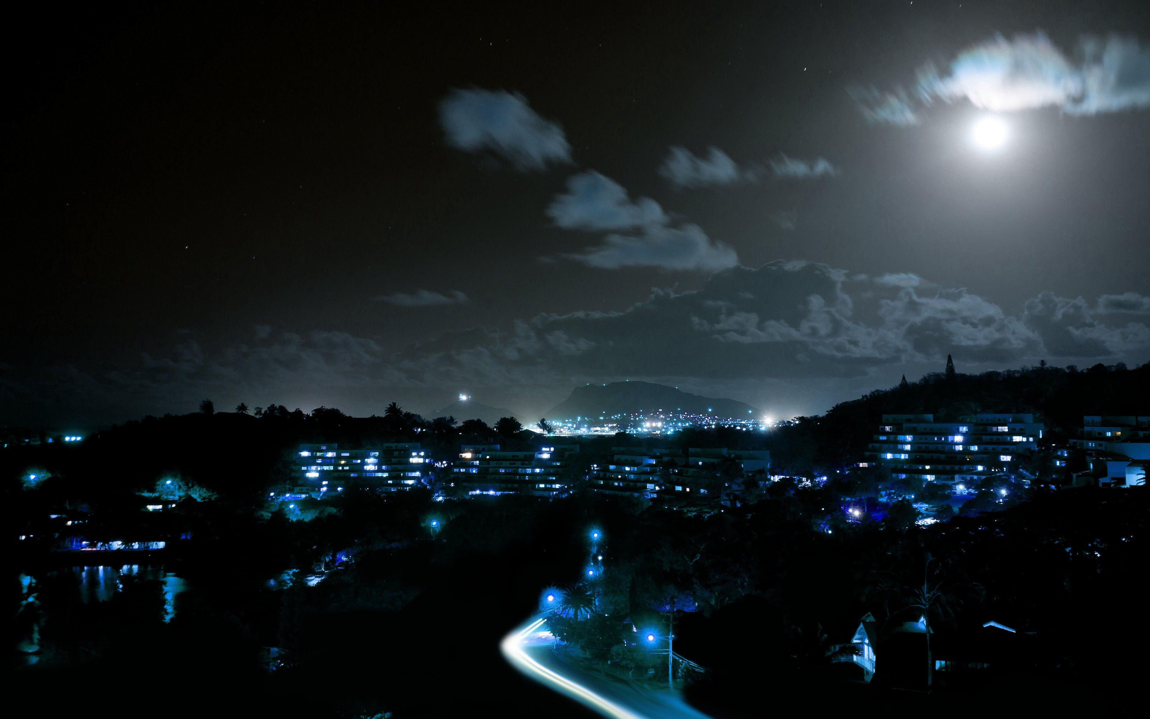 3840x2400 Abstract blue night hawaii wallpaperx2400
