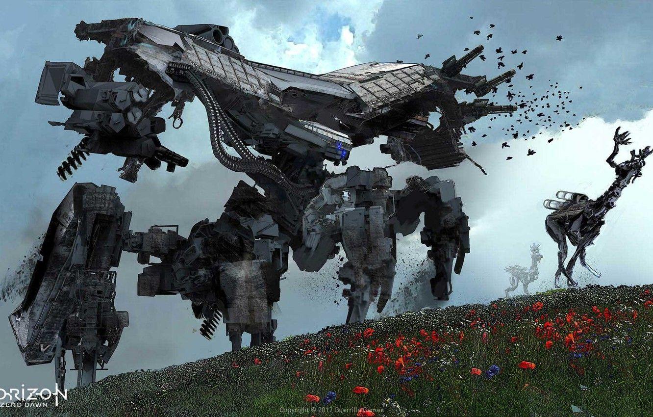 1332x850 Wallpaper flowers, hill, Horizon, Zero Dawn, Deathbringer