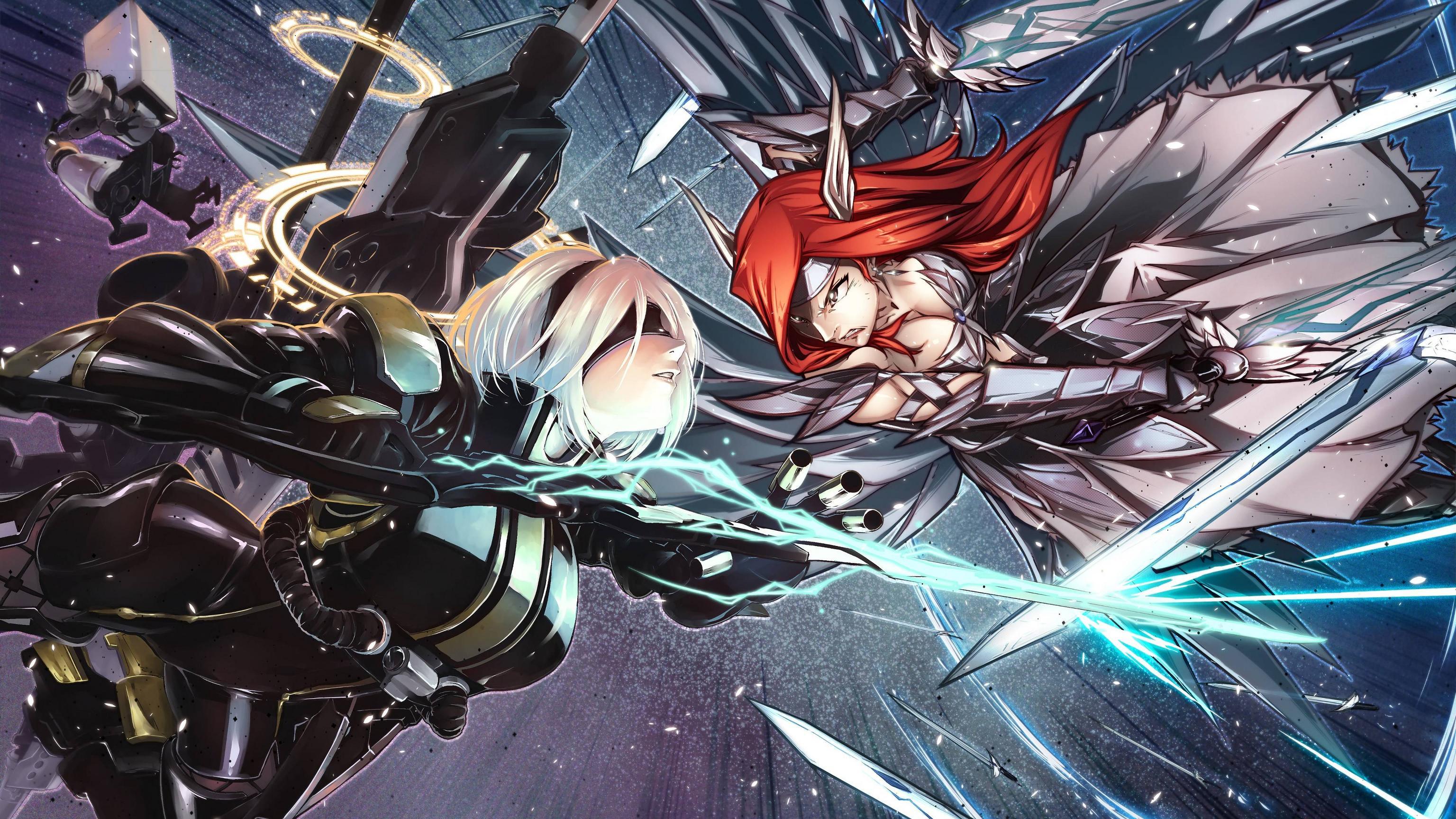 3840x2160 YoRHa 2B vs. Erza Scarlet Fairy Tail Nier Automata 4K