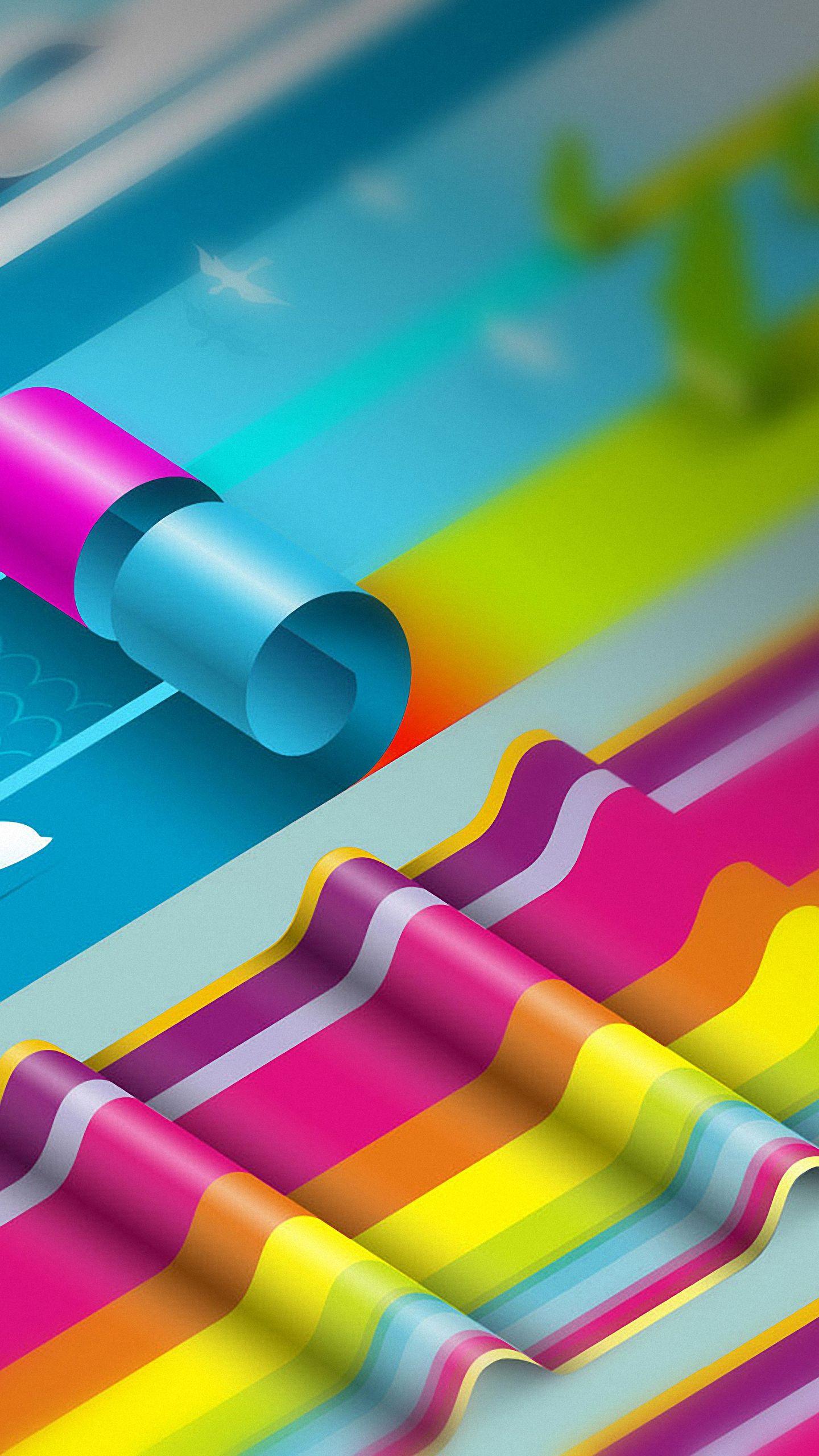 1440x2560 3D Colorful Paper moto phone Wallpaper HD Mobile