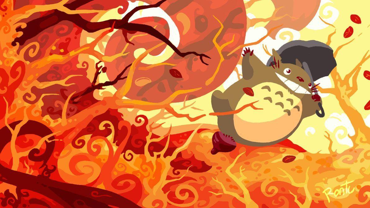 1192x670 Totoro in Autumn. Studio Ghibli stuff. Totoro, Studio