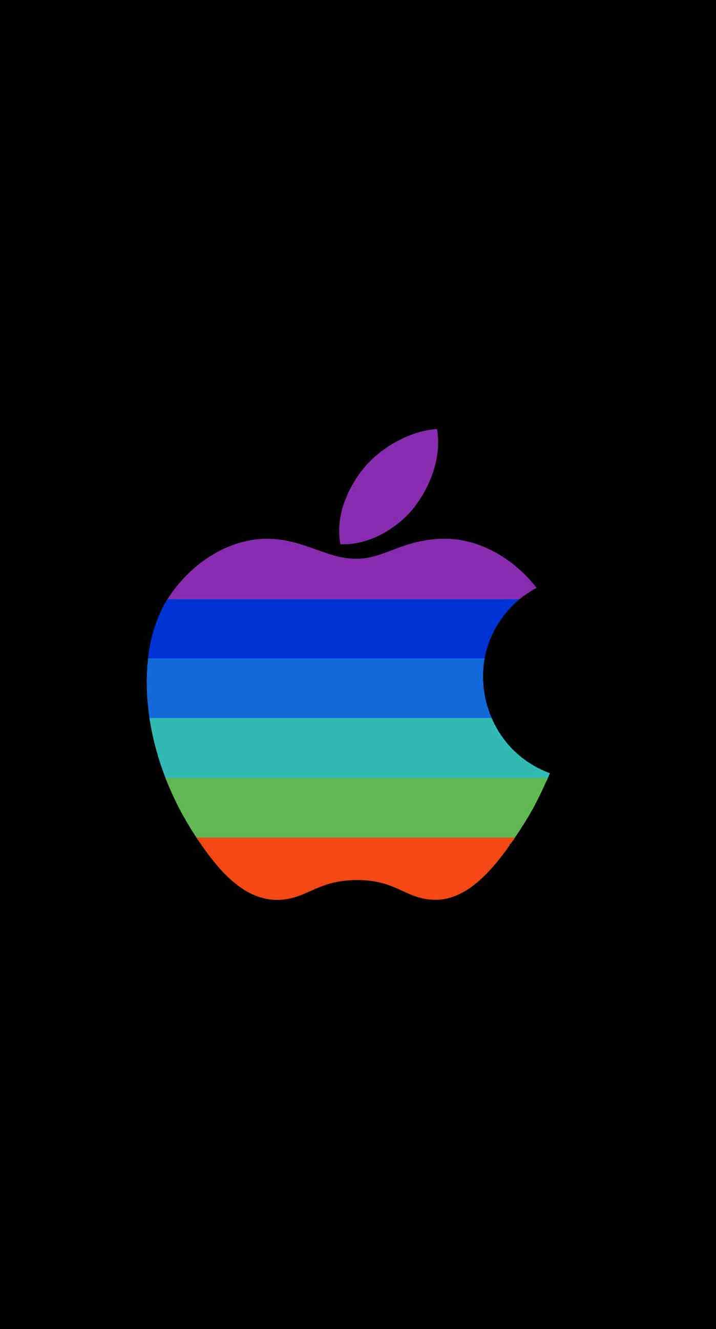 1398x2592 Apple iPhone Giấy dán tường HD Logo Apple Màu đen đầy màu sắc