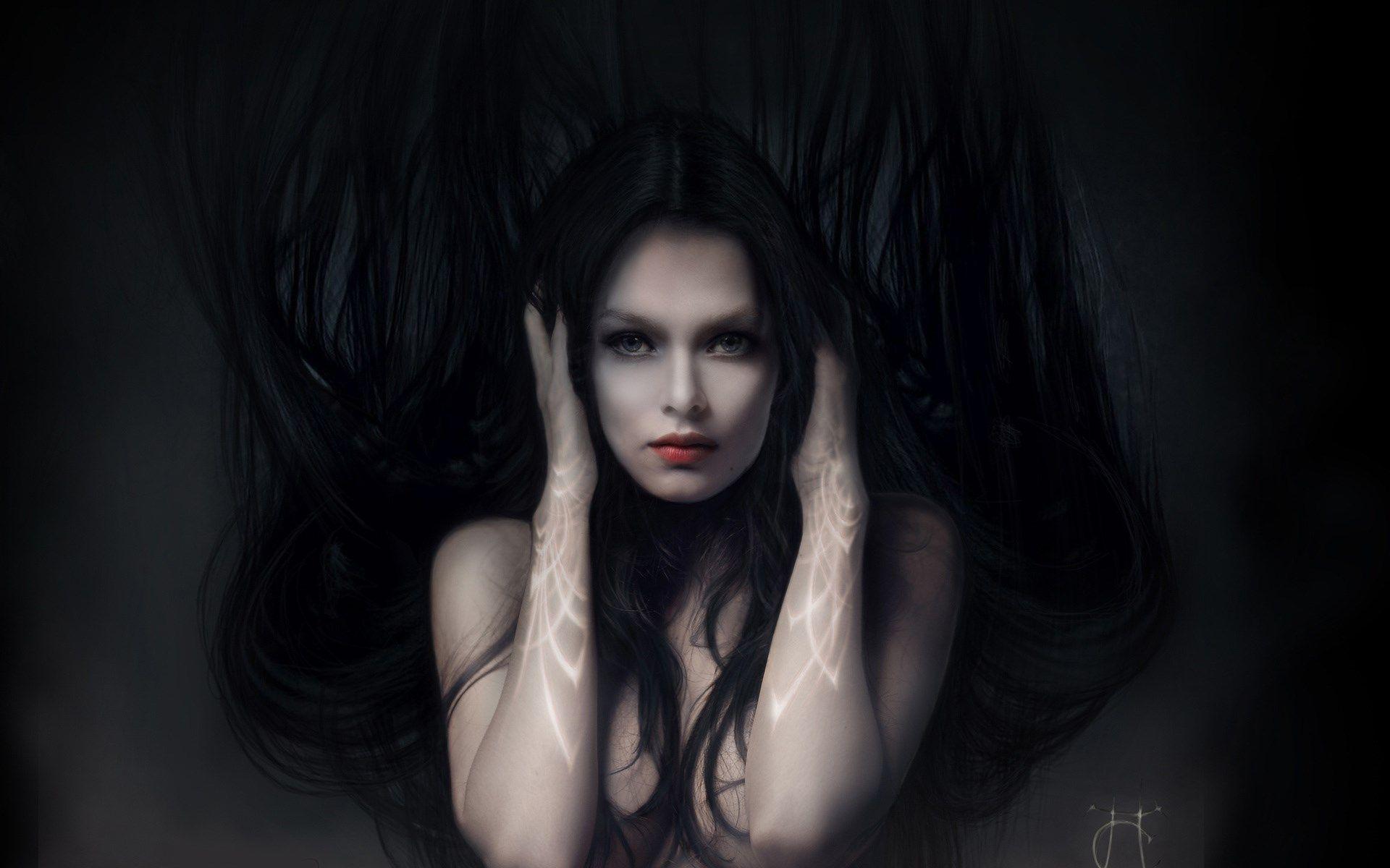 1920x1200 widescreen wallpaper witch. Dark.