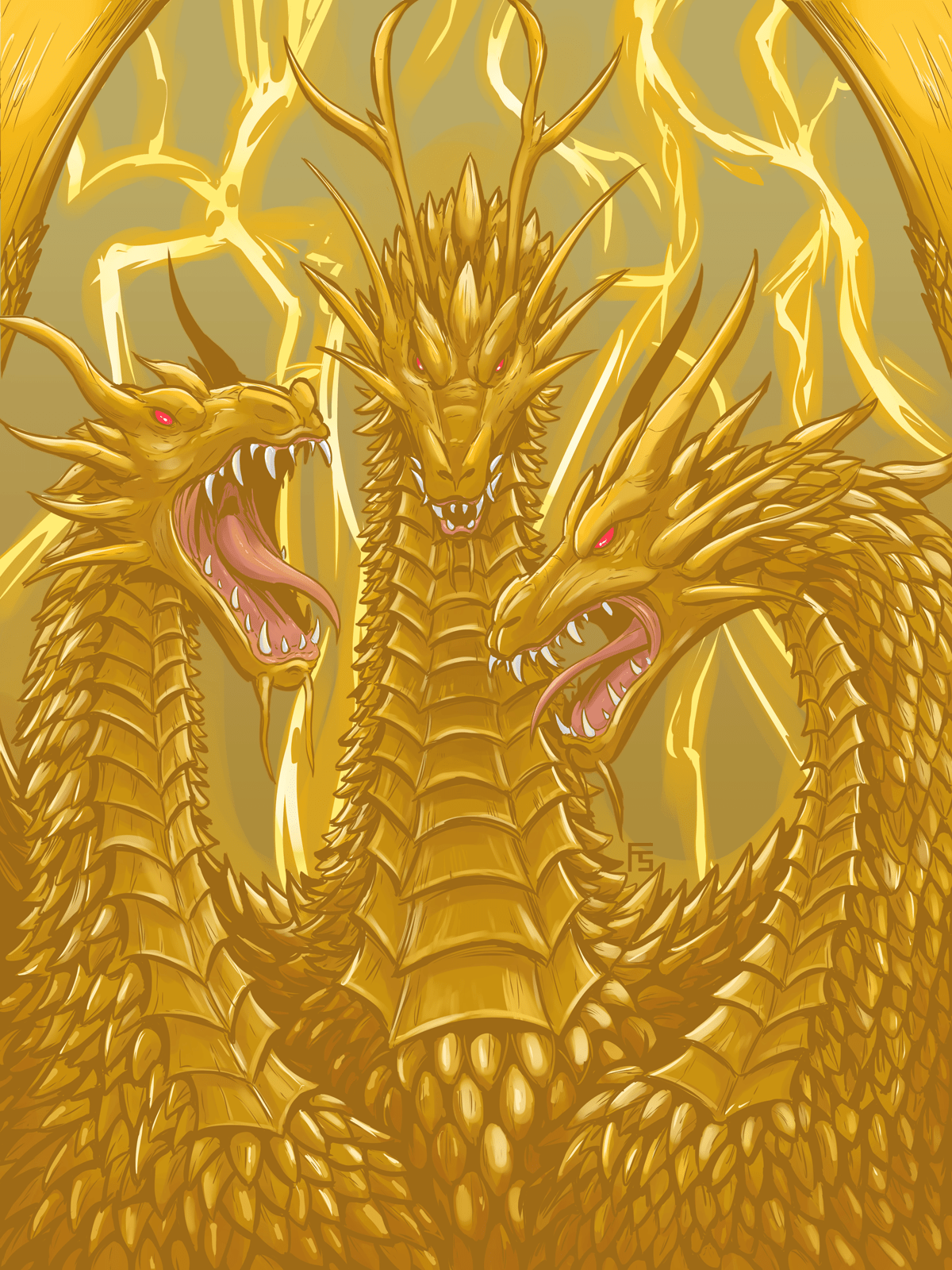 1200x1600 My King Ghidorah Illustration