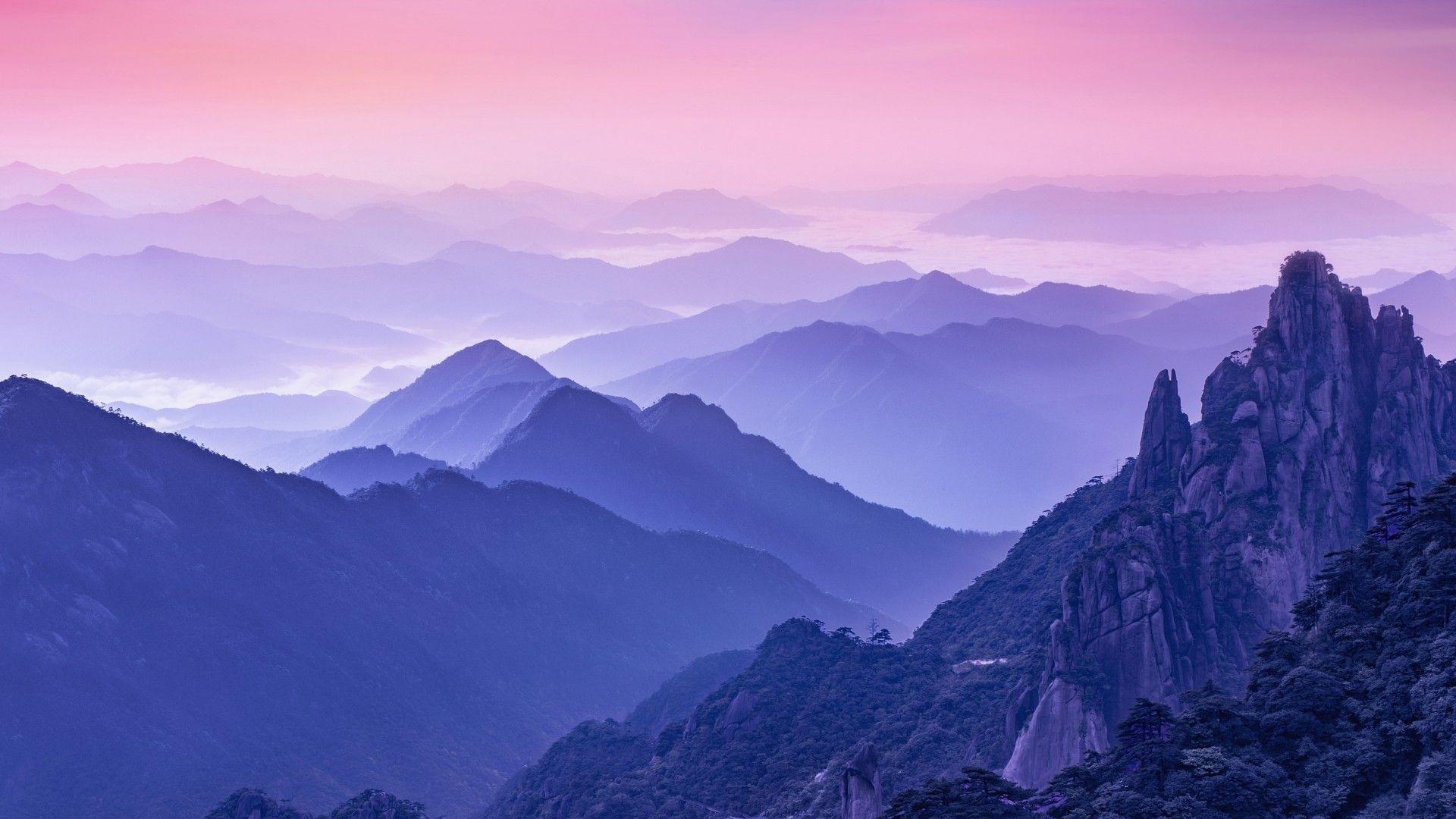 1920x1080 Download 1920x1080 Mountains, Foggy, Cliff, Sky Wallpaper