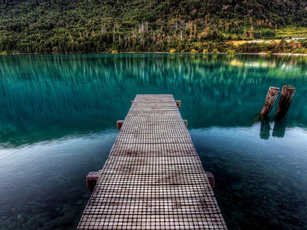 1024x768 Best iPhone Wallpaper 4k Lake Pier nature landscape. HD