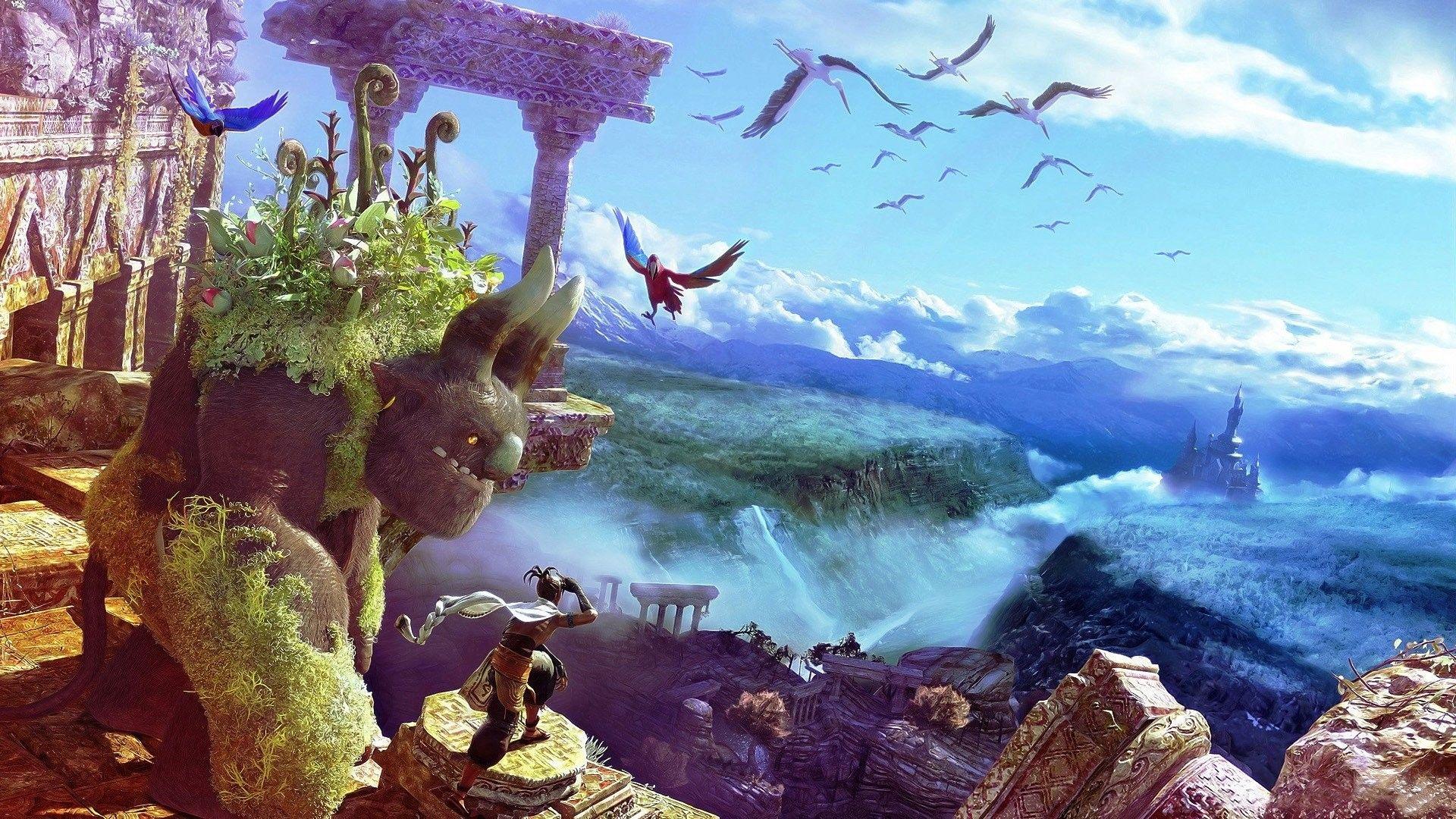 1920x1080 Art, birds Anime, Full HD, Fantasy, Fantasy Wallpaper