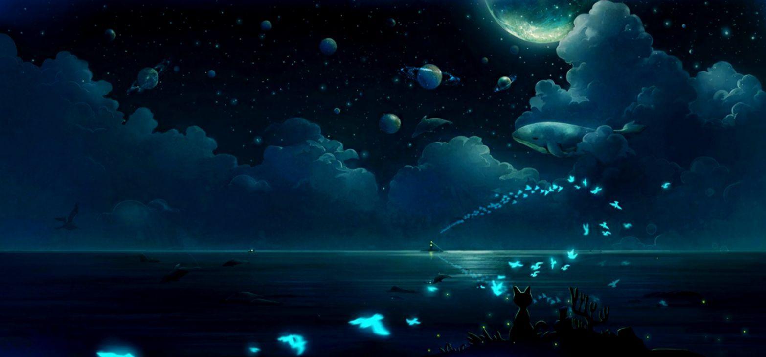 1566x729 City Birds Clouds Sun Anime HD Wallpaper