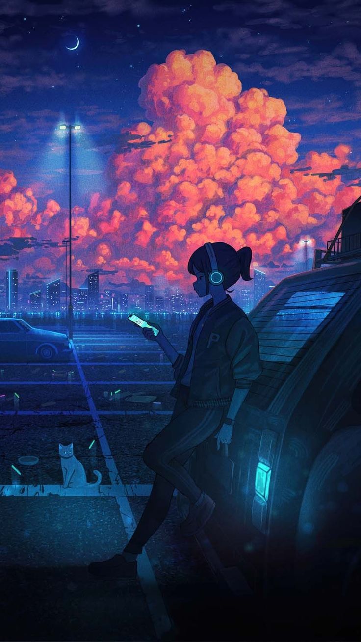 736x1308 Lofi Vibes Listening Music iPhone Wallpaper