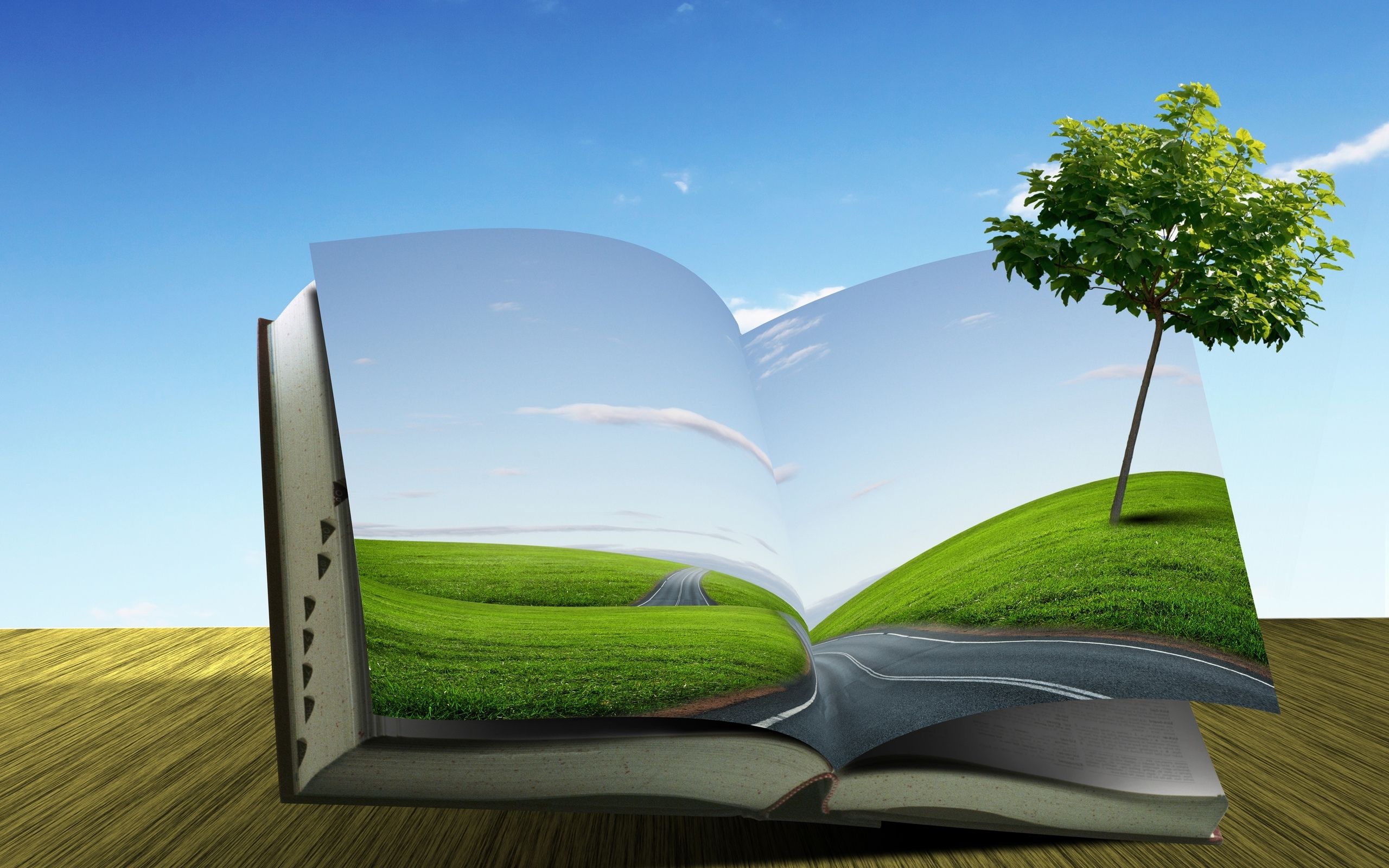 2560x1600 3D Green Life Book Wallpaper HD