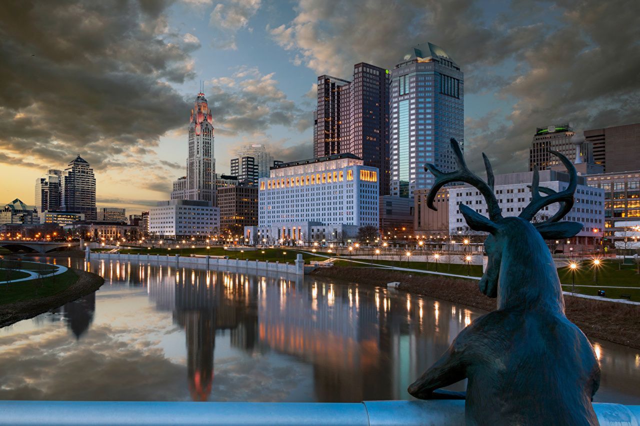 1280x853 Wallpaper Deer USA Columbus Ohio Rivers
