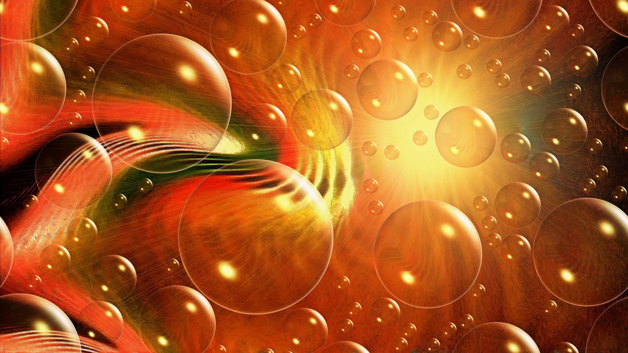 2048x1152 Download wallpaper 2048x1152 abstract, bubbles, lines