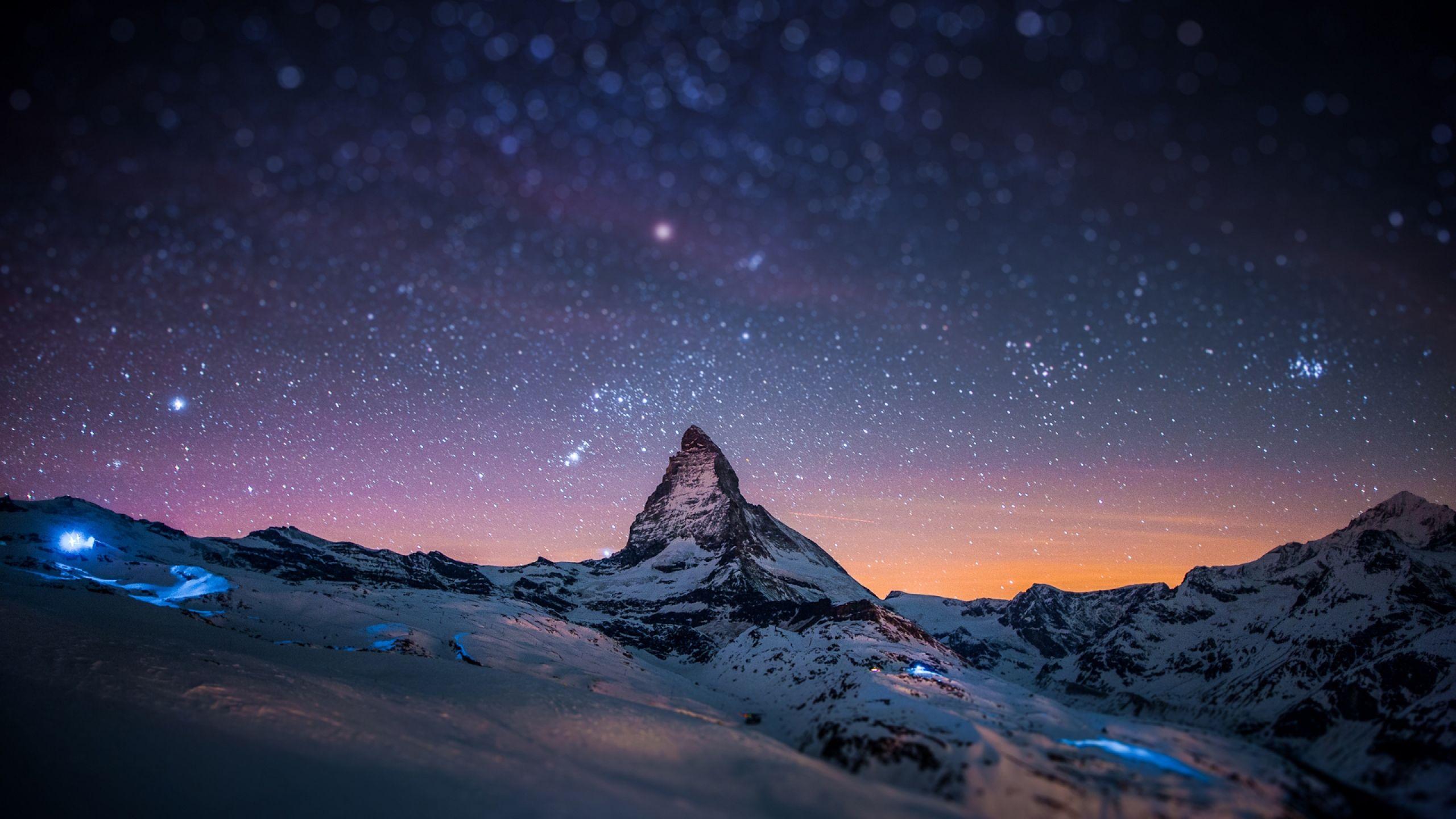 2560x1440 Free download Wallpaper 2560x1440 Mountain Peak Stars Sky
