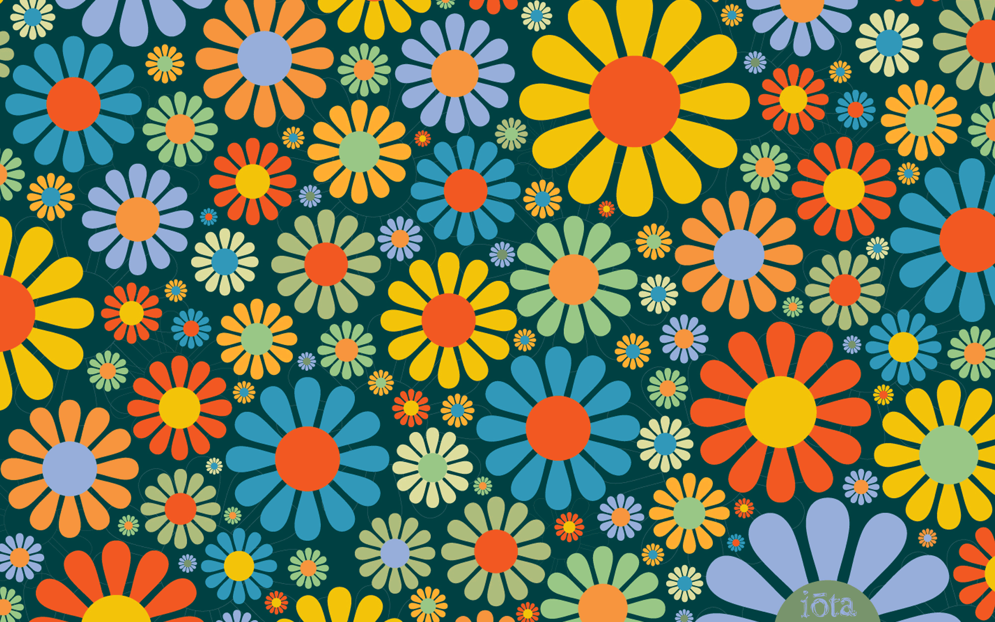 Premium Vector  Seamless pattern with colorful groovy flowers and smiling  faces 70s 80s 90s polka dot background