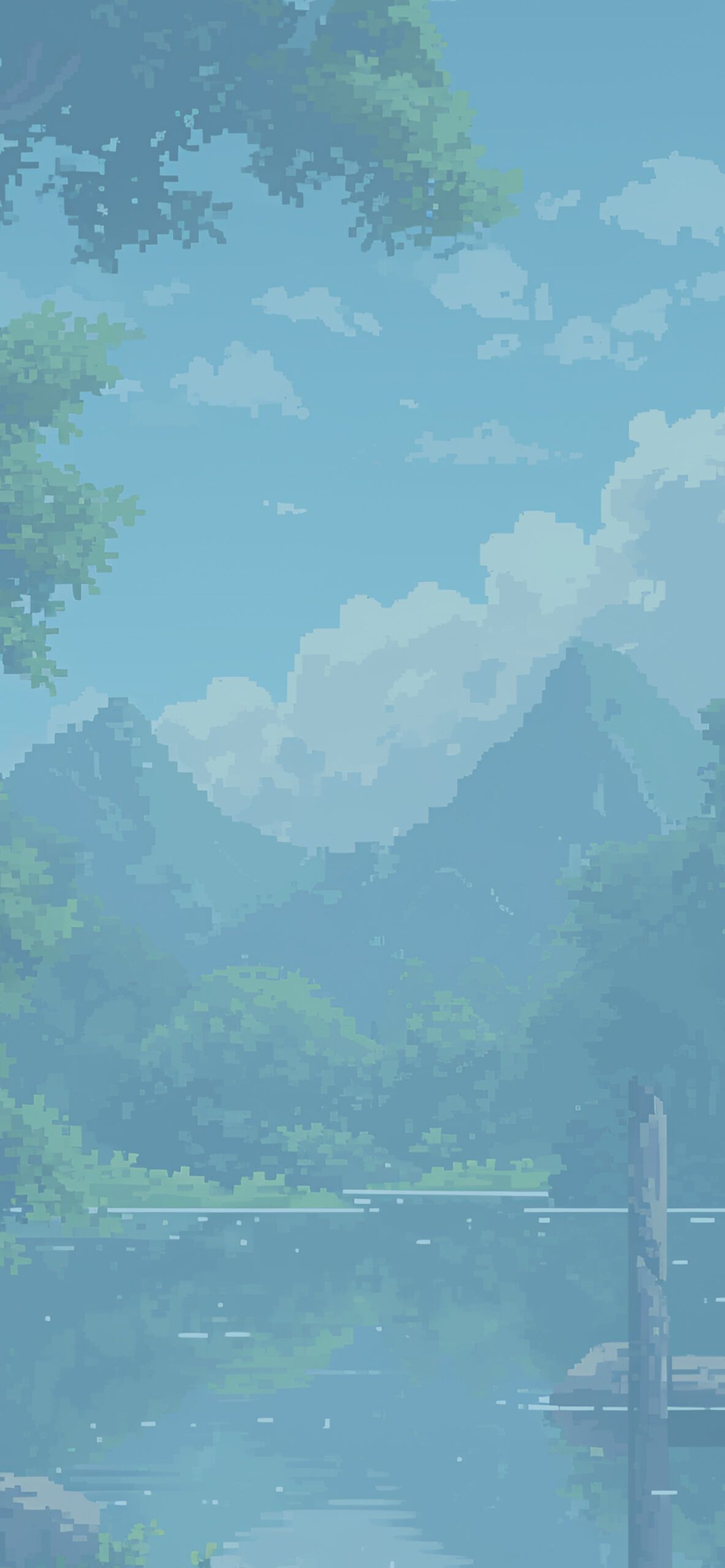 1183x2560 Retro Pixel Landscape Wallpaper