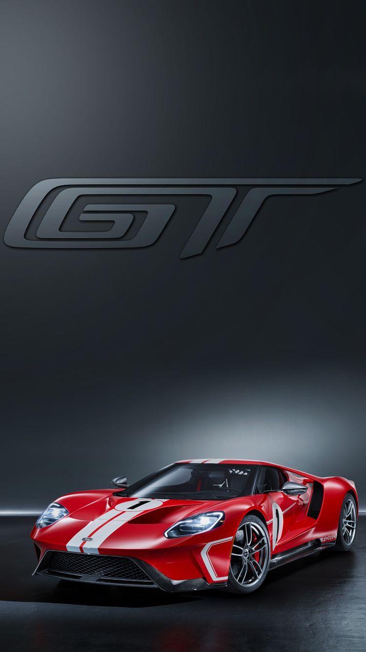 750x1334 Universal Phone Wallpaper/ Background Red Ford GT Super
